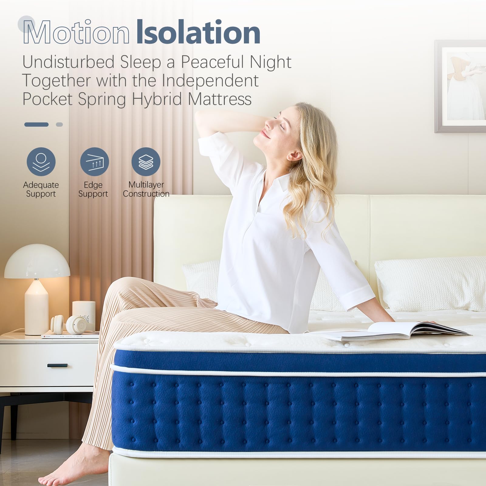 Queen Mattress, 12 Inch Queen Size Hybrid Mattress In A Box, Gel Memory Foam And Pocket Coils Innerpring Mattresses With Ergonom