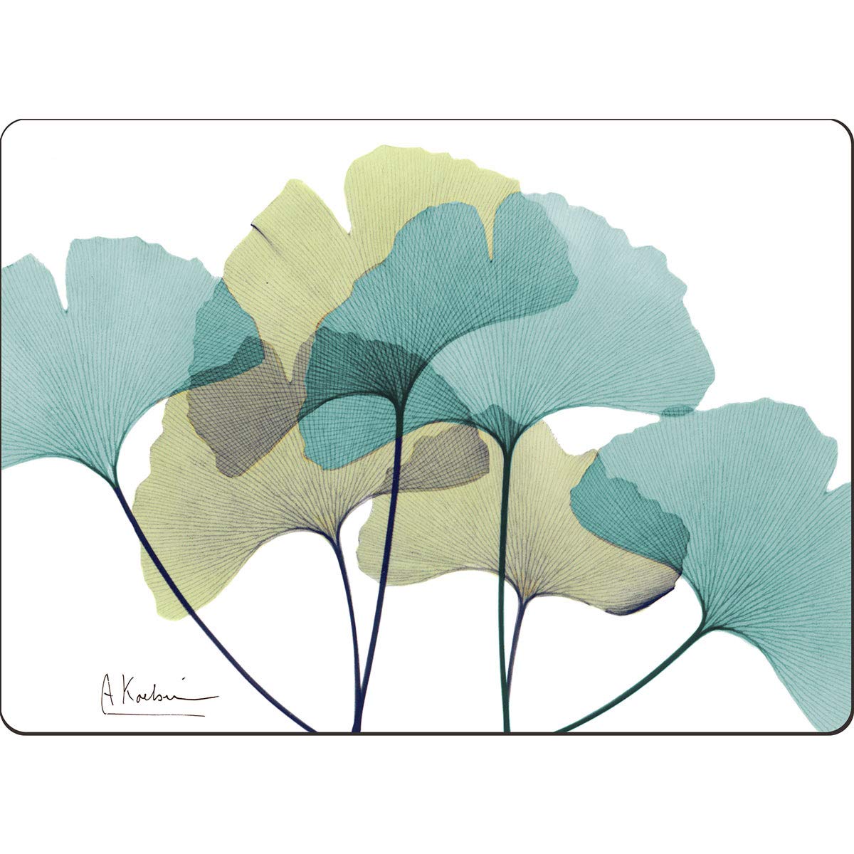 Cala Home Gingko Decorative Hardboard Cork Back Tabletop Placemats 4 Pack Manufactured In The Usa Heat Tolerant And Easily Wipes