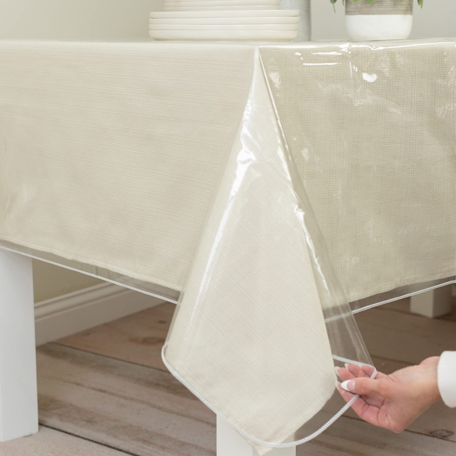 Benson Mills Heavy Duty Clear Plastic Tablecloth Protector, 100% Waterproof Table Cloth, Oil Spill Proof, Table Cover For Dining