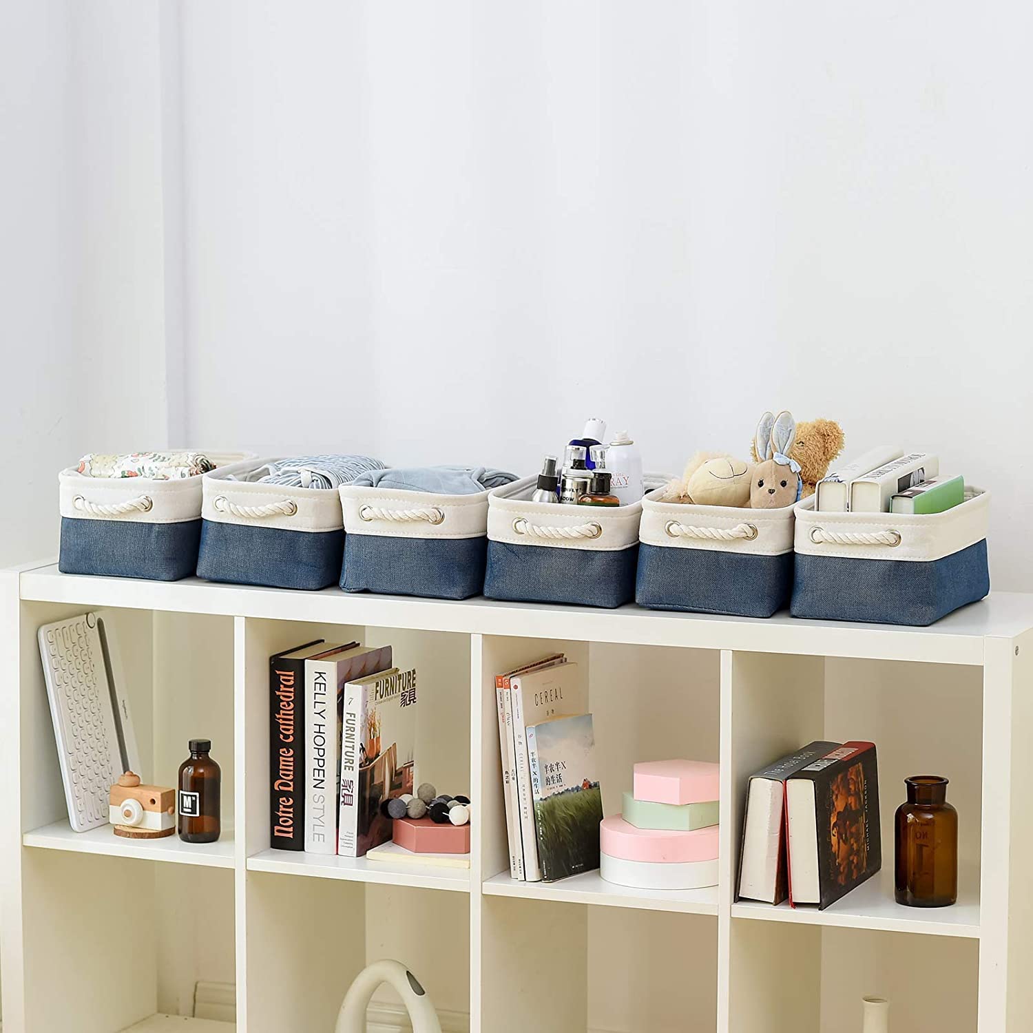 Thewarmhome Storage Bins For Shelves - 12X8X5.2 Inch 1 Pack Baskets For Gifts Empty, Fabric Storage Cubes For Closet Organizing