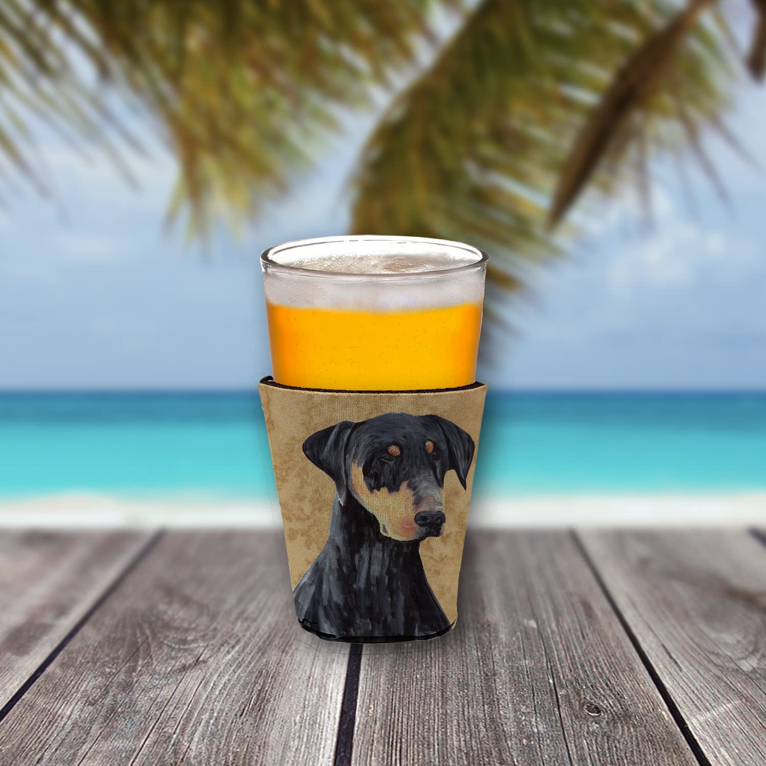 Doberman Red Solo Cup Beverage Insulator Hugger