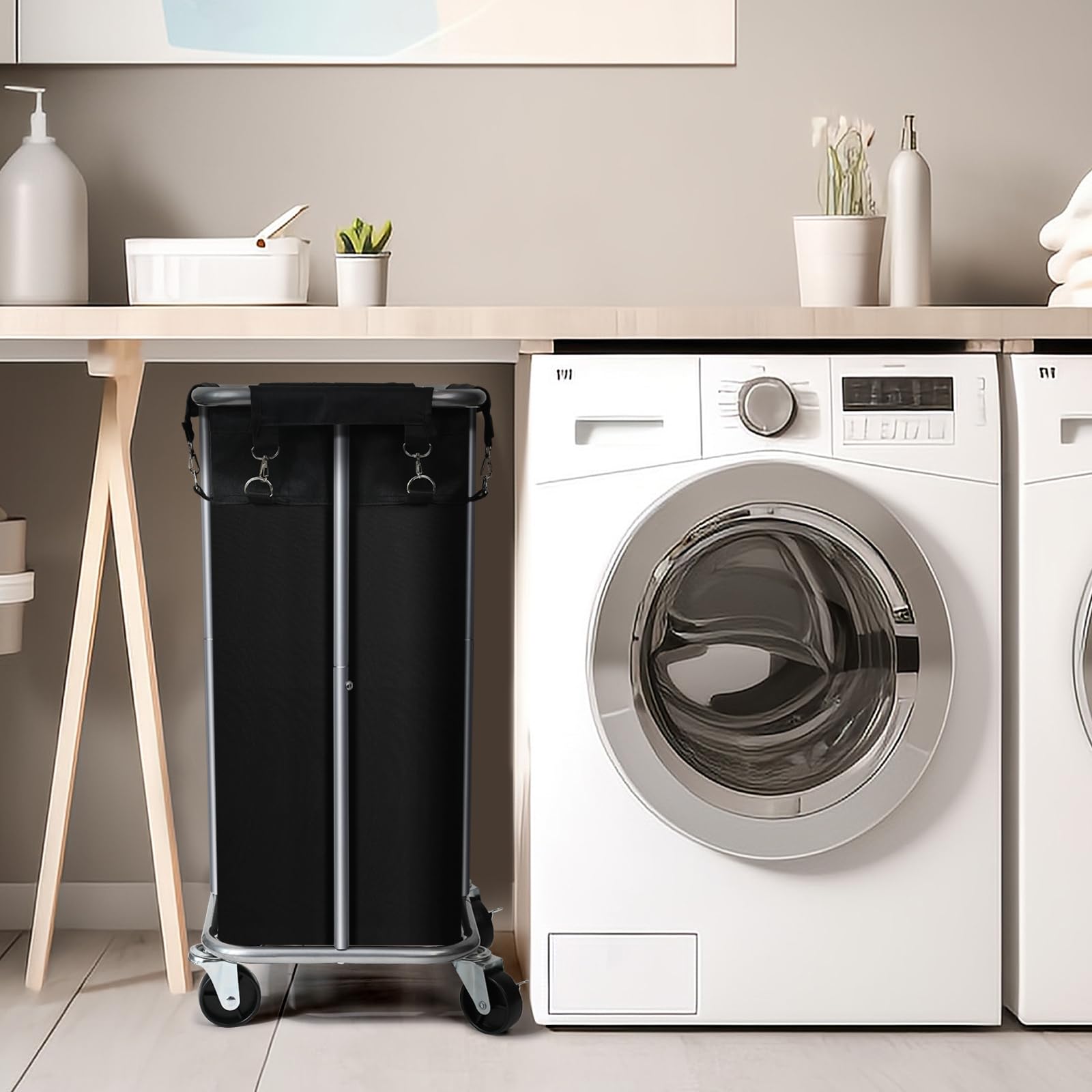 Laundry Basket With Wheels, Rolling Laundry Hamper With Removable Bag, 100L Laundry Sorter Cart, Narrow Slim Clothes Hamper Orga