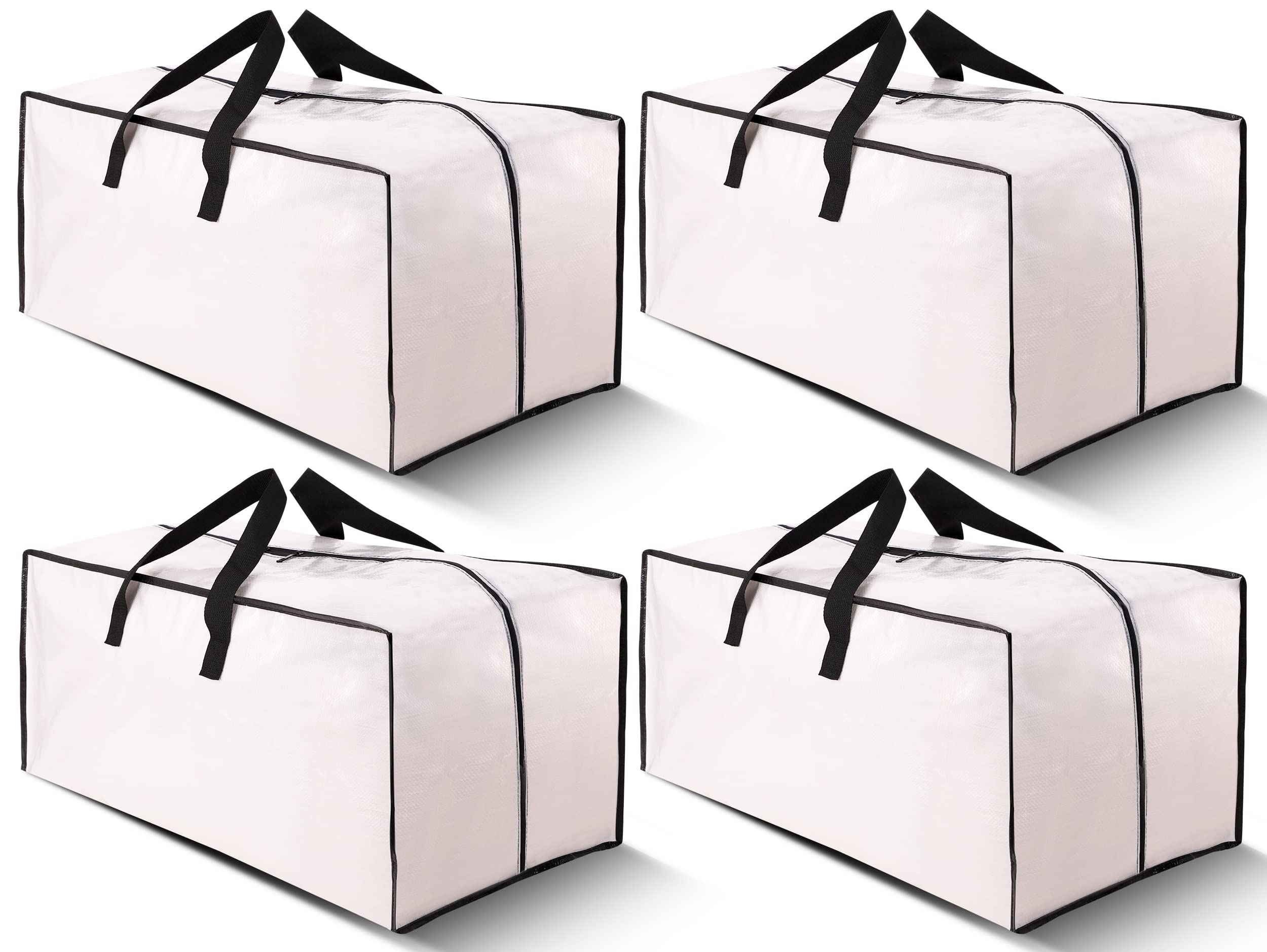 Cosy Family 4 Pack Heavy Duty Extra Large Moving Bags With Backpack Straps - Strong Handles & Zippers, Storage Totes For Space S