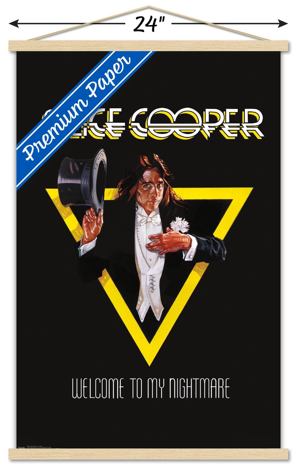 Trends International Alice Cooper - Welcome Wall Poster, 22.375'' X 34'', Premium Print And Beechwood Hanger Bundle