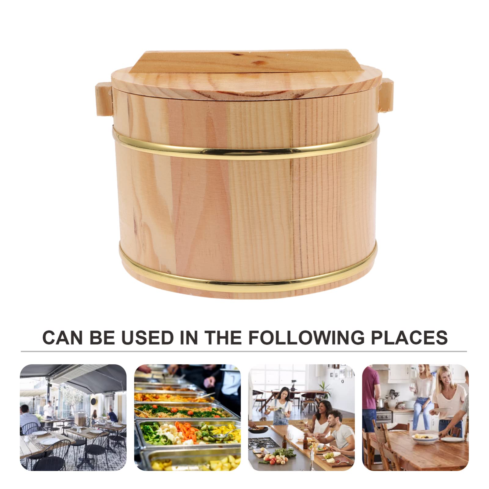 Alipis 1 Set Of Wooden Rice Bucket Rice Steamed Cask Wooden Sushi Rice Bowl Hangiri Sushi Oke Rice Mixing Tub With Lid For Home