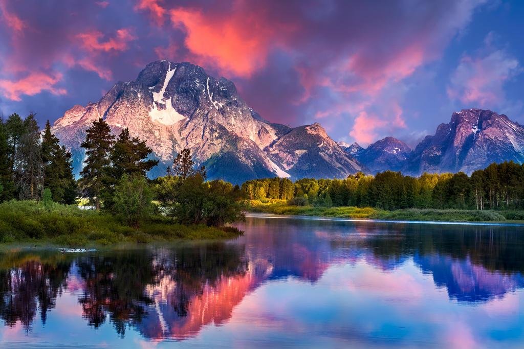 Sunrise At Oxbow Bend Grand Teton National Park Photo Photograph Mountain Nature Landscape Scenic Scenery Parks Picture America