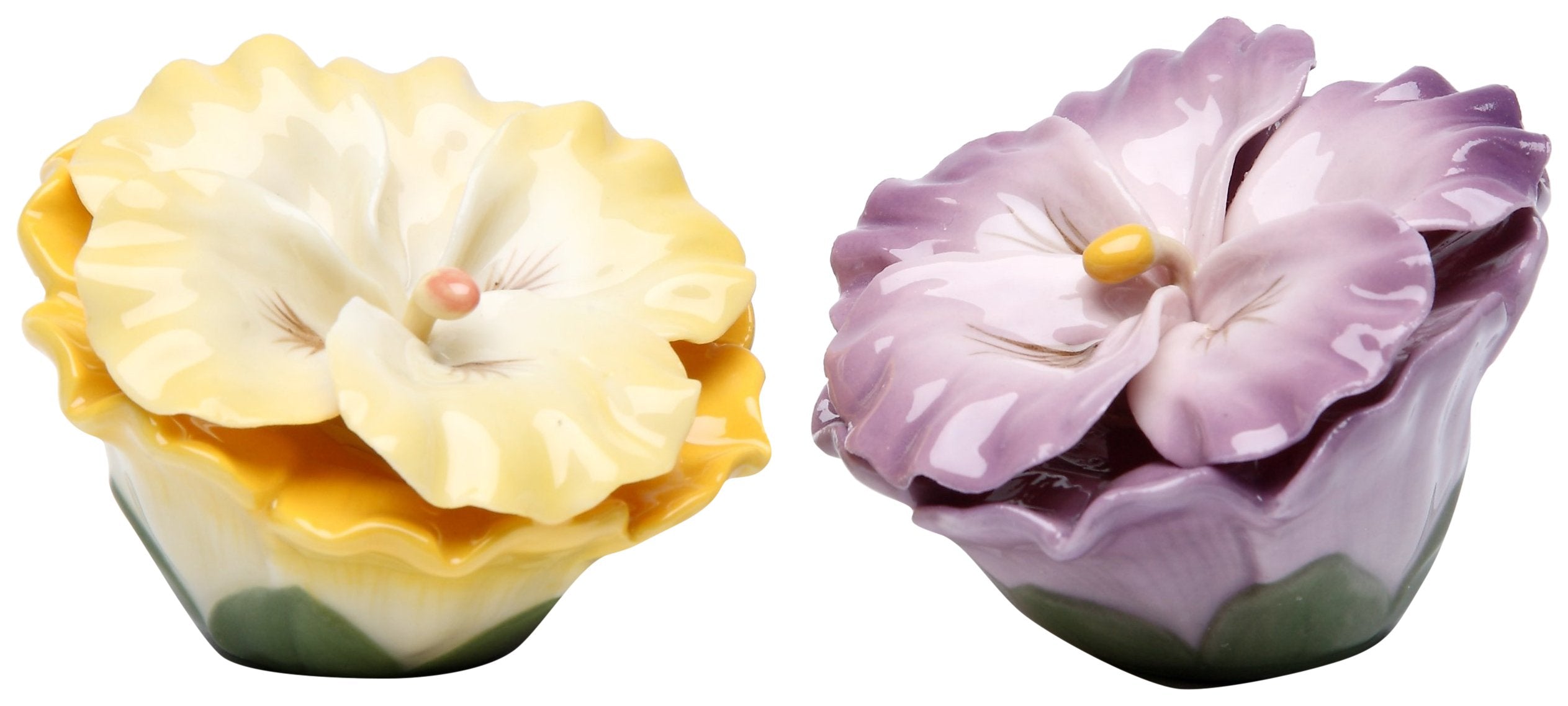 StealStreet SSCG20734, 2.5 Inch Yellow and Purple Pansy Flowers Salt and Pepper Shaker Set
