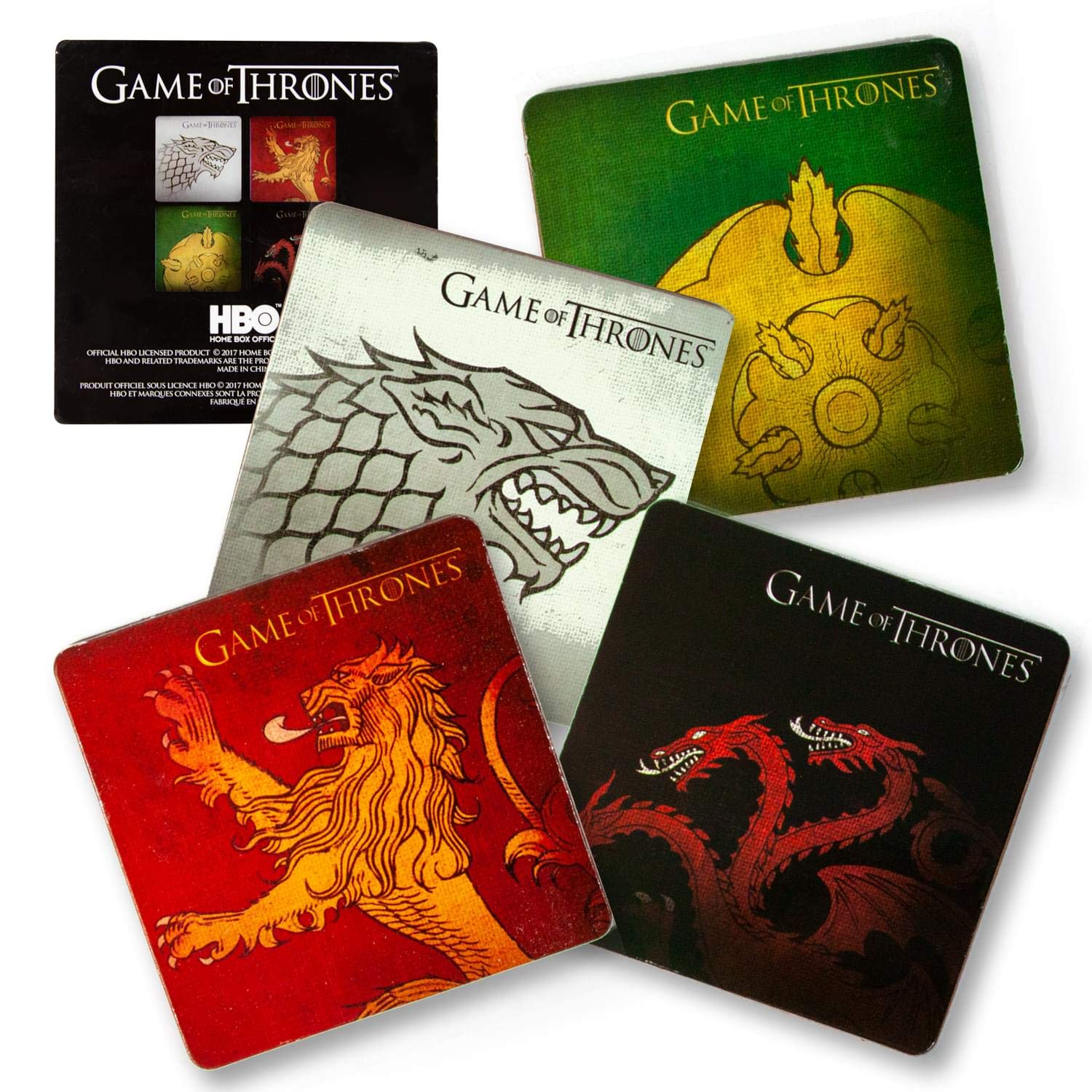 Game Of Thrones Coasters | Nerd Block Exclusive Drink Coaster Pads Featuring Game Of Thrones House Emblems | Set Of 4