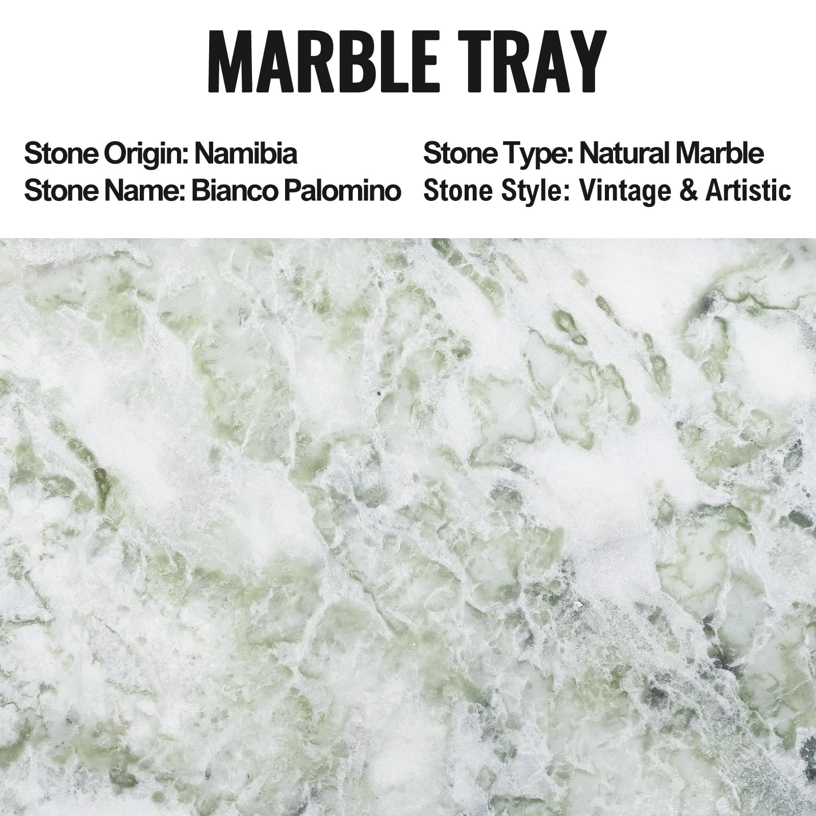 Koville African Natural Marble Tray, 12'' Vanity Decorative Tray For Countertop Organizer, Catchall Tray For Perfume, Candles, J