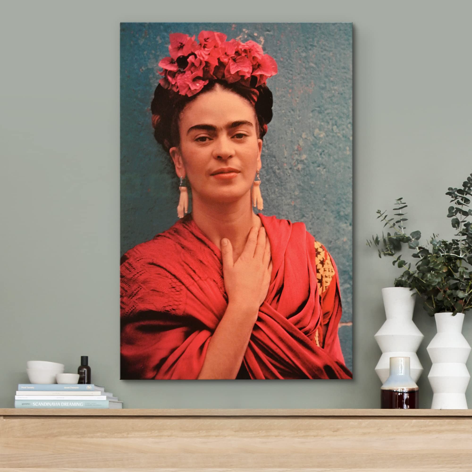 Wall26 Canvas Print Wall Art Mexican Master Artist Frida Kahlo In Flower Headpiece Historic Classic Photography Realism Traditio