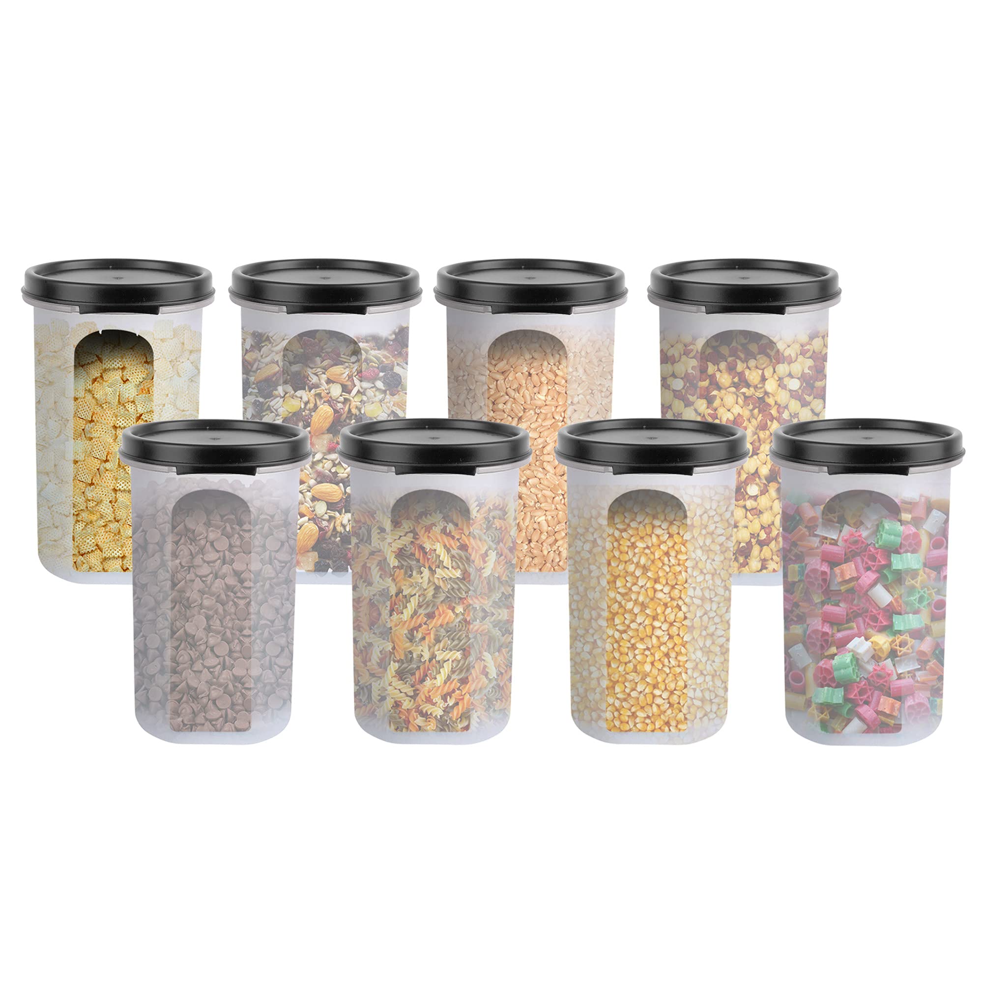 Cutting Edge 585Ml Smart Slim Storage Airtight ContainerBlack,Set Of 8