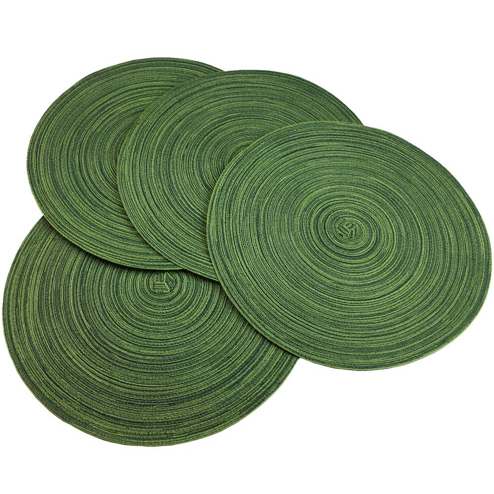 Red-A, Placemats, Round Placemats For Dining Table Set Of 4 Woven Heat Resistant Non-Slip Kitchen Table Mats Diameter 14 Inch(Hu
