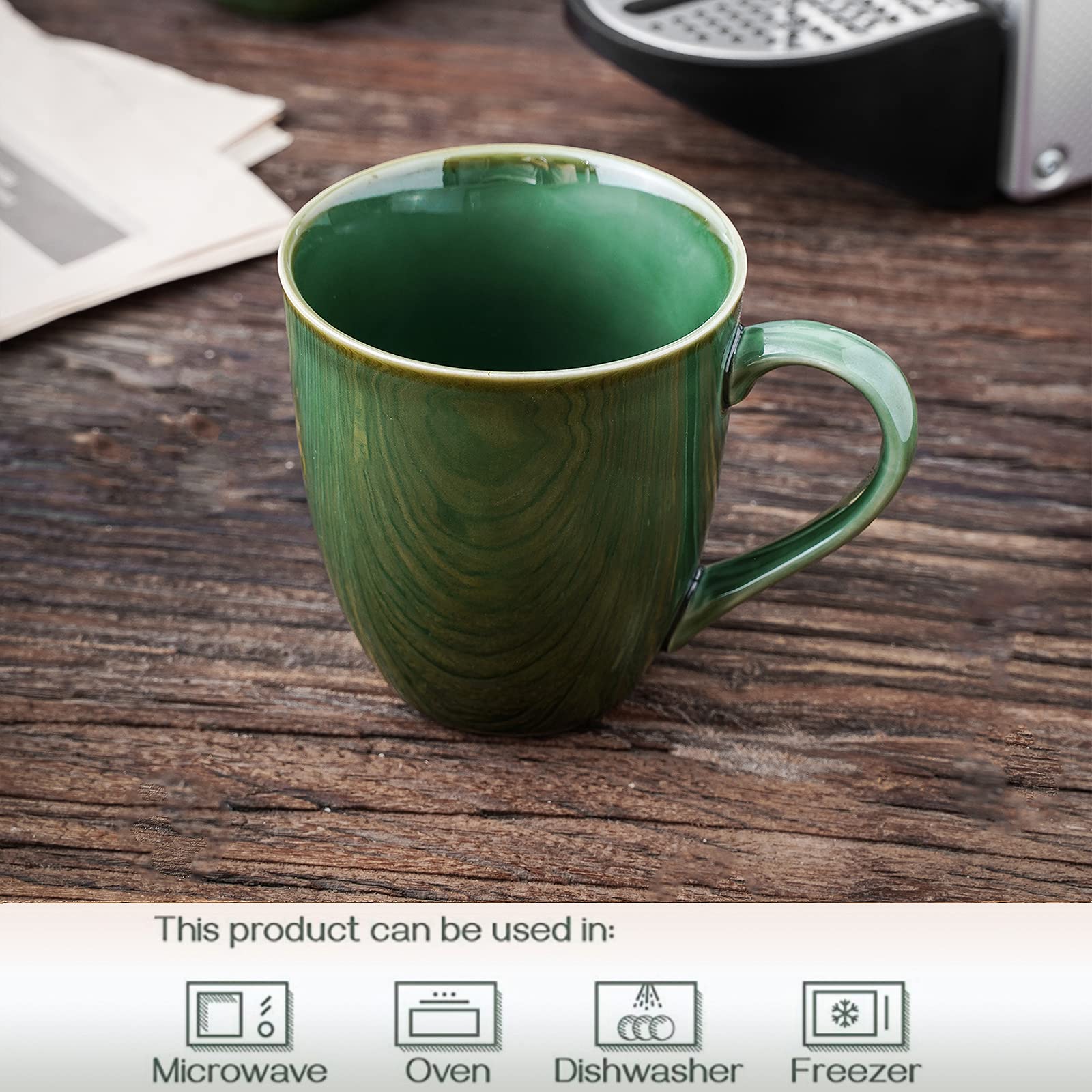 Vicrays Coffee Mug Set, 12 Ounce, Set Of 4, Ceramic Mug For Men, Women, Unique Glazed Mugs With Handle For Coffee, Tea, Milk, Co