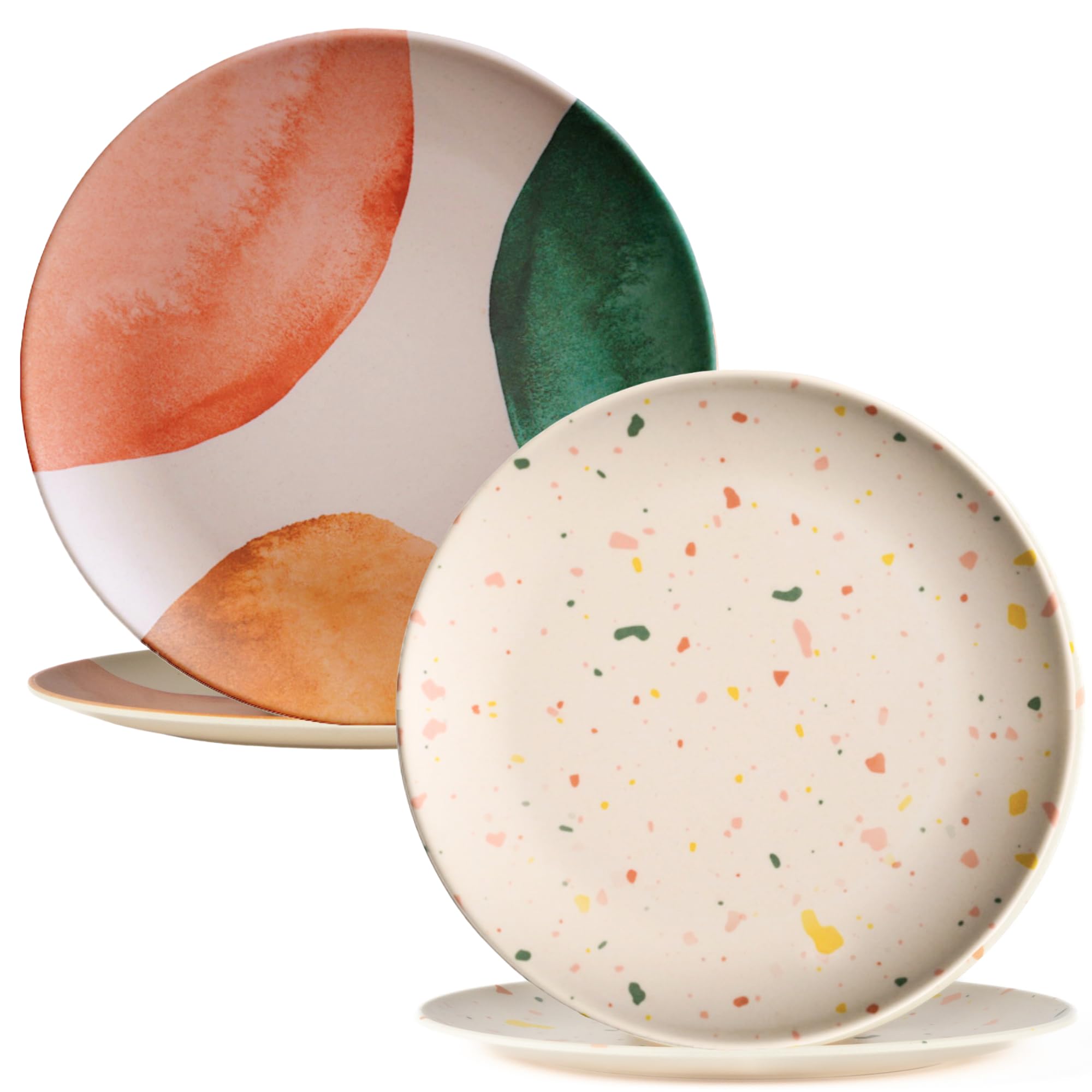 Nook Theory 4 Pack Reusable Bamboo Plates - Non-Toxic Toddler and Kids Plate, Dishwasher Safe, Not Microwavable Dinnerware (Duo 