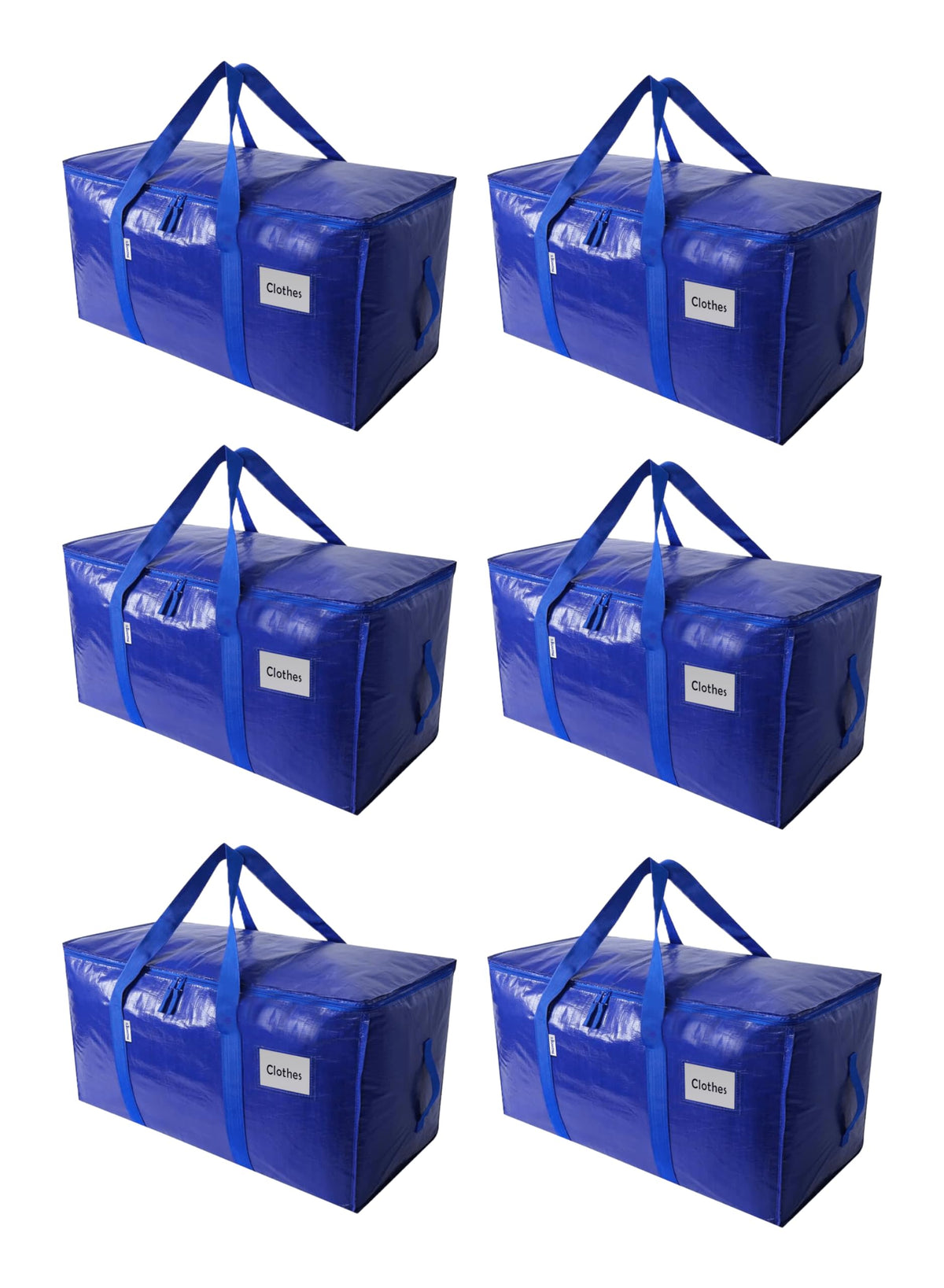 Elegantpak 6 Pack Extra Large Heavy-Duty Moving Bags With Carrying Handles & Zippers, Storage Tote For Space Saving, Folds Flat