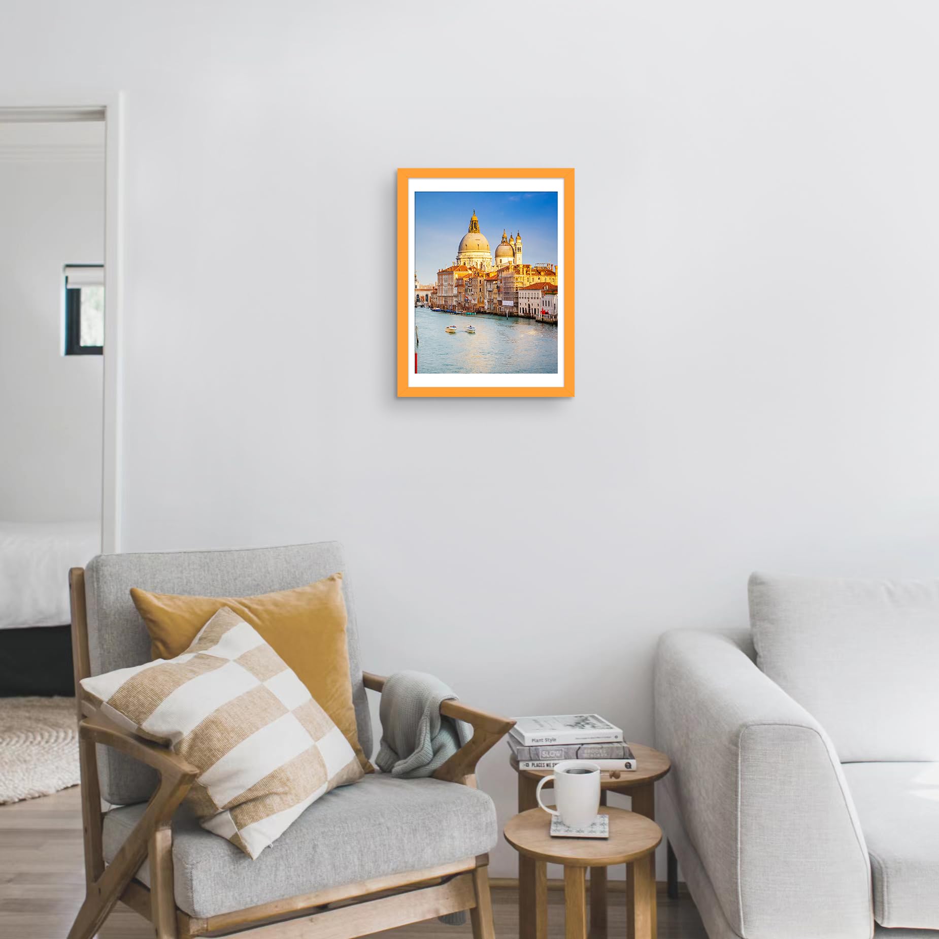 wyooxoo 12x16 Picture Frame Made of Solid Wood Orange Photo Frames Display Pictures 11x14 with Mat or 12x16 Without Mat Colorful