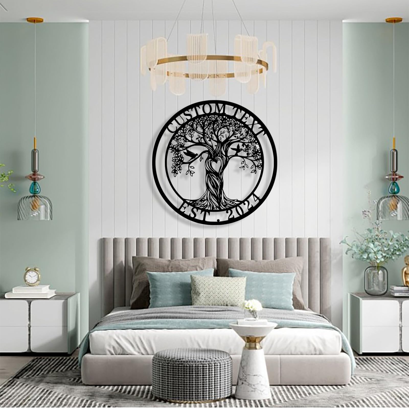 Personalized Tree of Life Metal Sign Wall Art Decor, Custom Wedding Gifts for Couples, Custom Family Name Sign, Christmas Valent