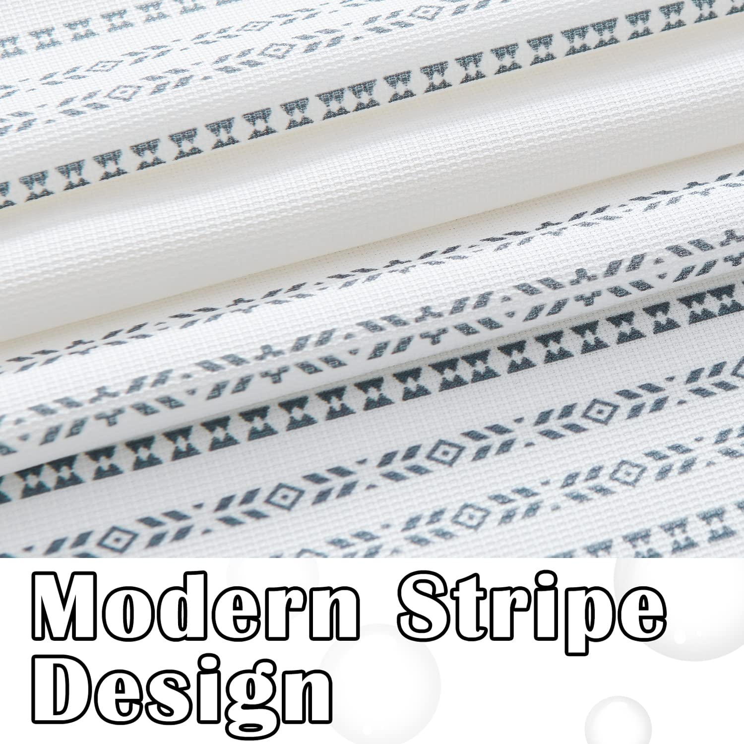 Jinchan Grey And White Shower Curtain Fabric Shower Curtain For Bathroom Modern Boho Striped Shower Curtain Spring Waterproof In