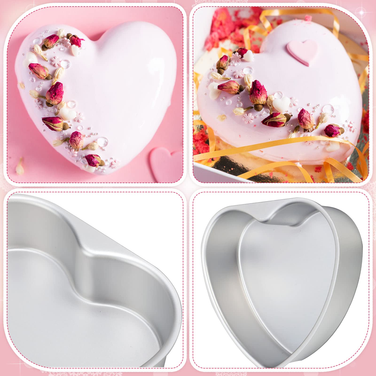 Nuogo 3 Pieces Heart Shaped Cake Pans 8 Inch Aluminum Cake Pans Heart Cake Mold Funny Cake Tins For Baking Diy Baking Mold Tool