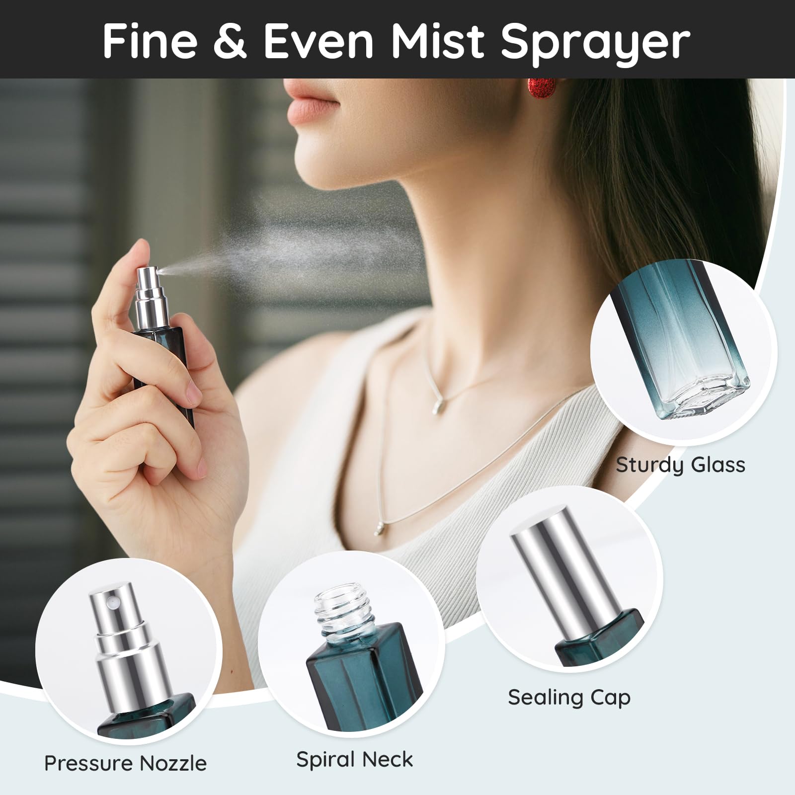 Segbeauty Glass Perfume Bottle Set, 5 Pack Of 10Ml Mini Travel Atomizer Sprayer For Perfume, Empty Refillable Press Pump Bottle