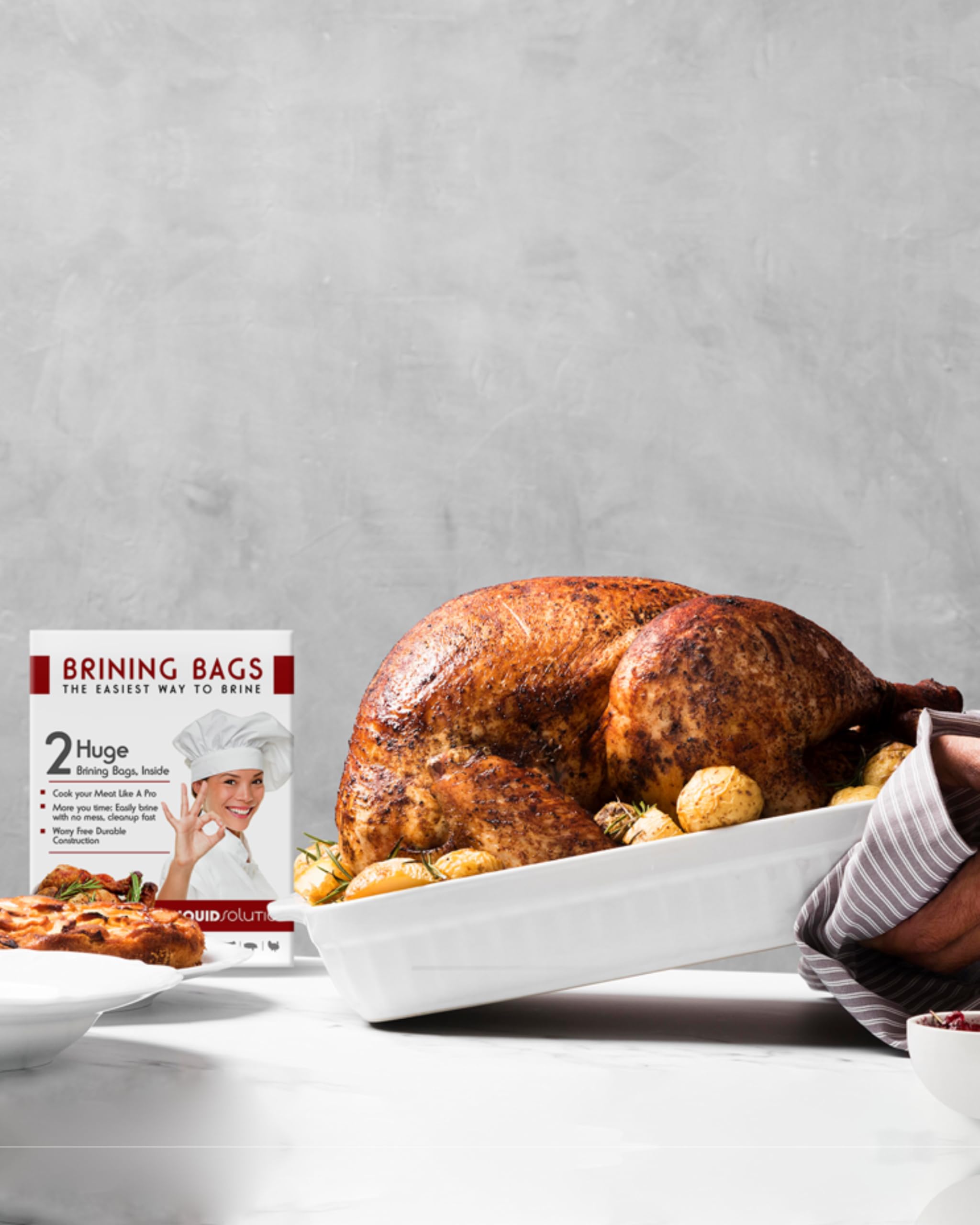 Turkey Brining Bags Set of 2 - Extra Large Holds up to 38lb - 25.5 x 21.5 inches - Heavy Duty with Gusseted Bottom - Double Trac