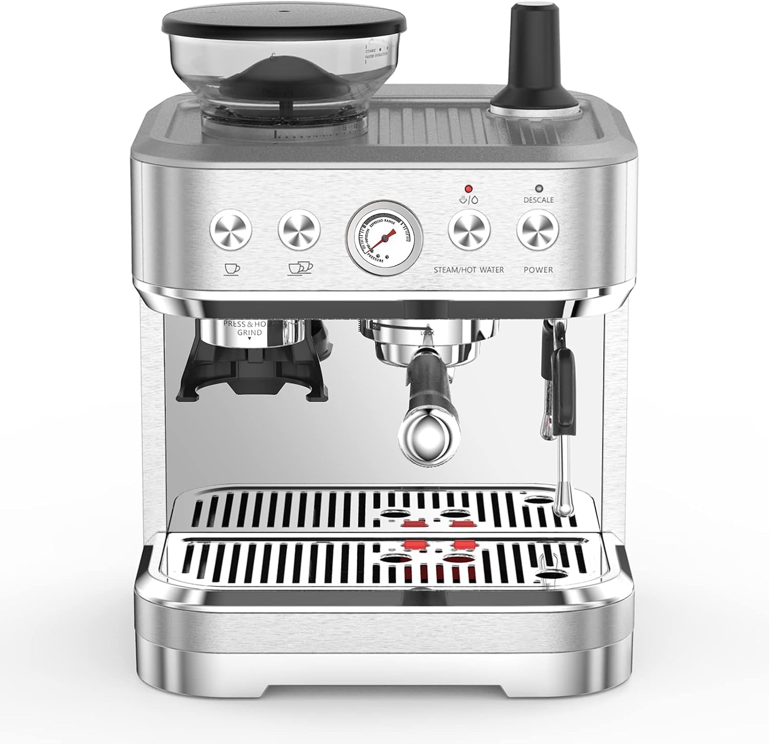 Garvee Espresso Machine with Milk Frother and Built-In Grinder, 3-in-1 Cappuccino Latte and Coffee Maker for Home, 85oz Removabl