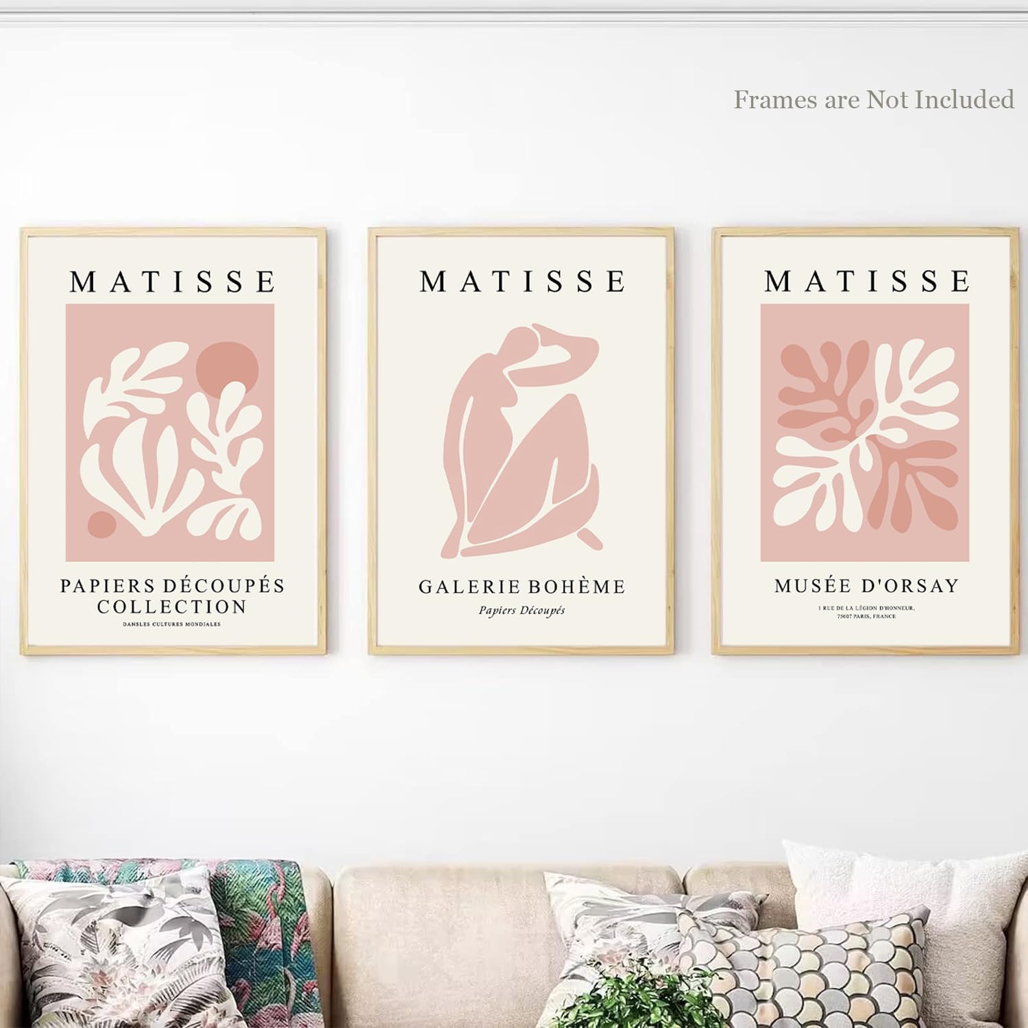 Djmwtb Matisse Abstract Canvas Wall Art Set Of 3 Pink Flower Market Poster Prints Modern Aesthetic Pictures Minimalist Wall Deco