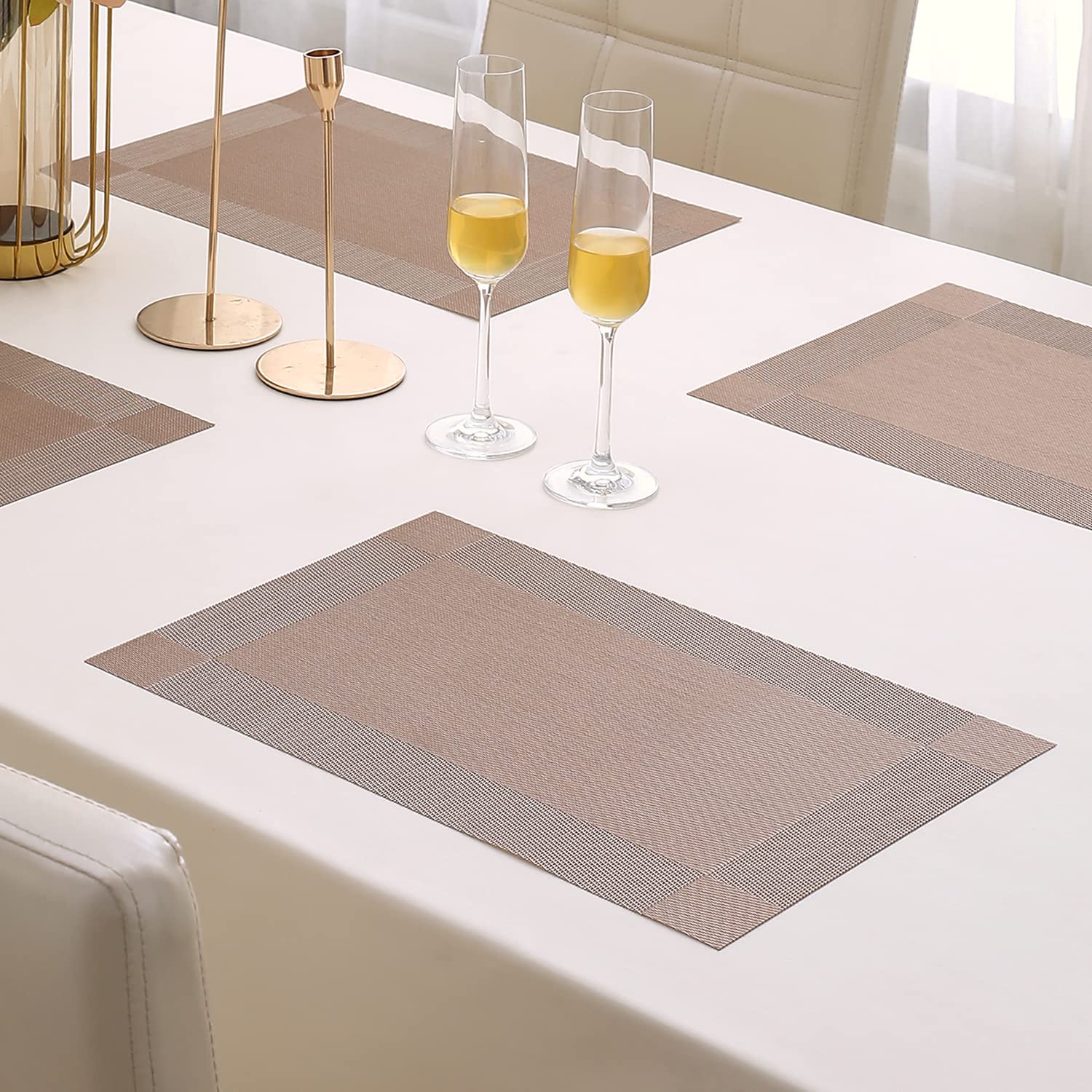 HOKIPO PVC Placemats with Table Runner for Dining Table 6 Seater (AR4232)