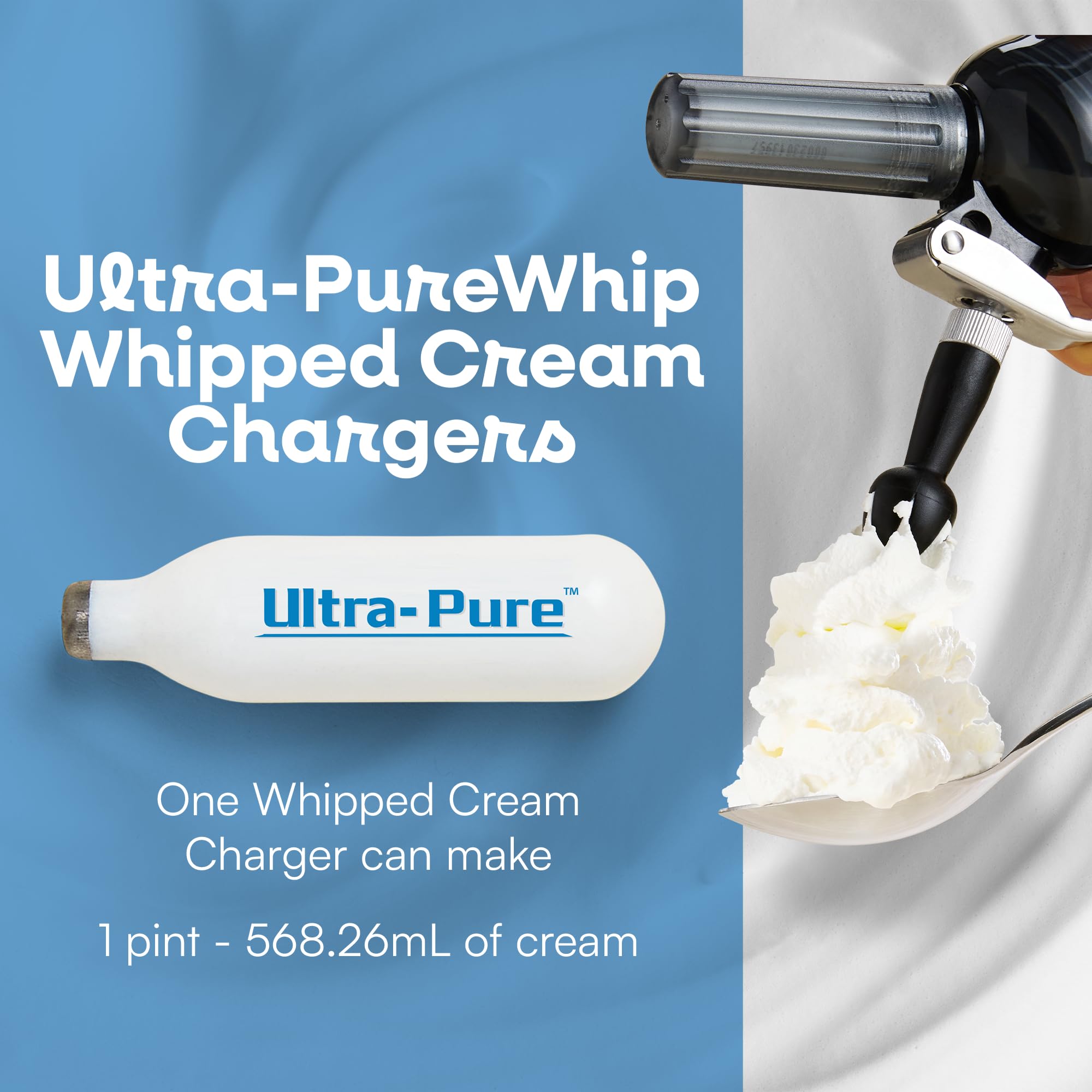 Ultra-Purewhip Whipped Cream Chargers | Whipped Cream Cartridges For Whipped Cream, Desserts & Cocktails | Fits With Any Standar