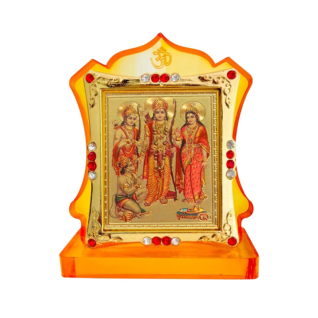 Rideofrenzy Gold Plated Ram Darbar Idol For Car Dashboard | Small Shree Ram Ji Murti For Home, Office Table, Mandir | Full Ram D