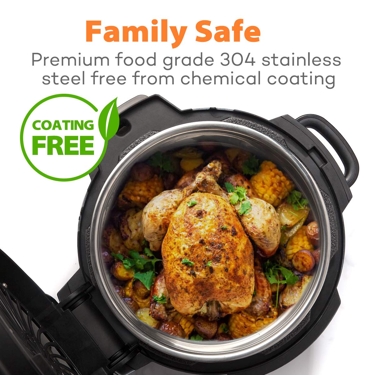 SICHEER Stainless Steel Inner Pot Replacement for Ninja Foodi 5 Quart - Silver Accessory