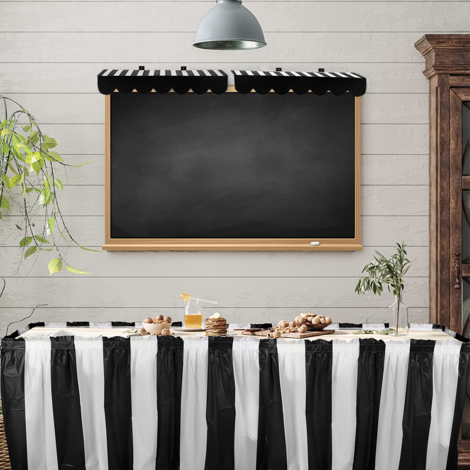 Tallew 3D Circus Awning Wall Decorations And Stripe Table Skirts Cardboard Awning Tent Decors For Doors Window Classroom Concess