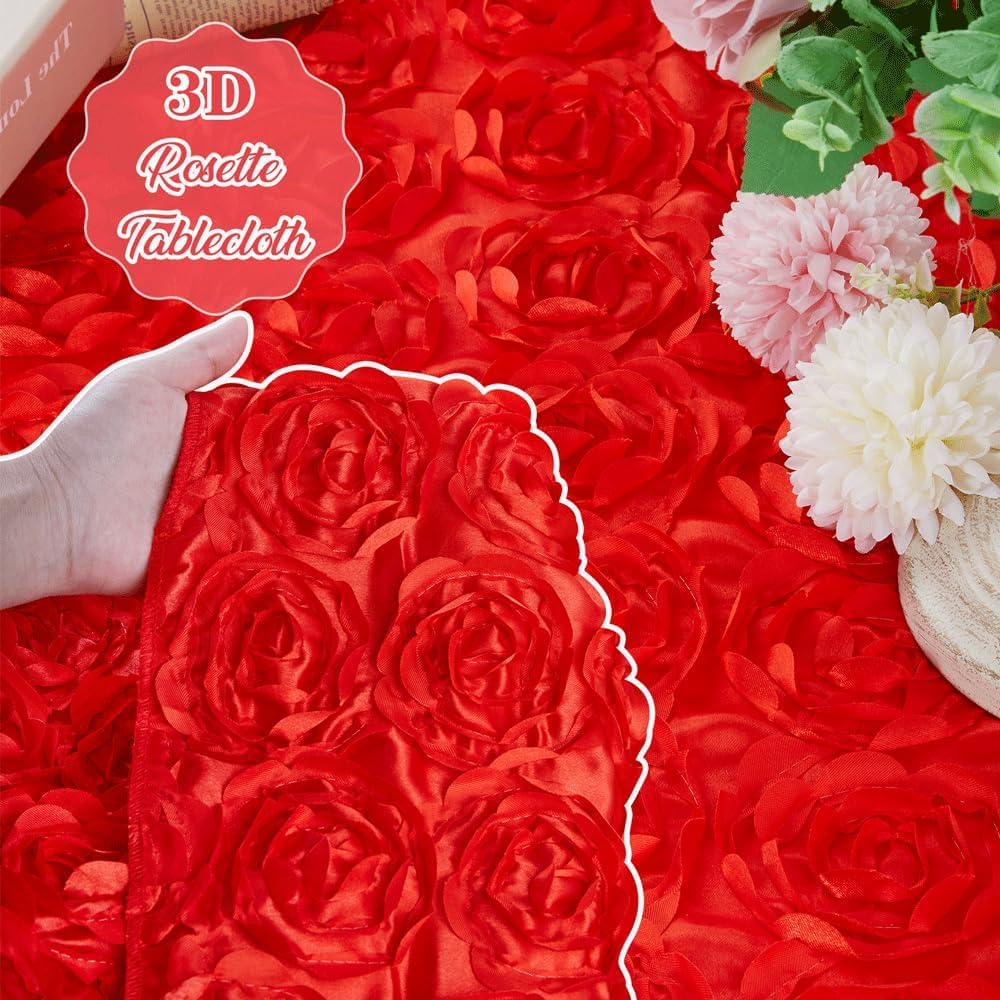 Queendream Red Satin Tablecloth 90 X 132 Inch Rectangle Wedding Table Cover Overlay For Wedding Reception Table Decorations