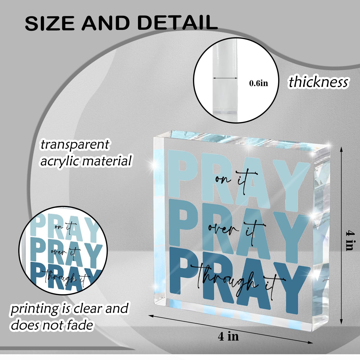 Religious Gifts for Women - Pray on it Pray over it Pray through it Acrylic Sign Decorative for Home Office Pastor Farmhouse Liv