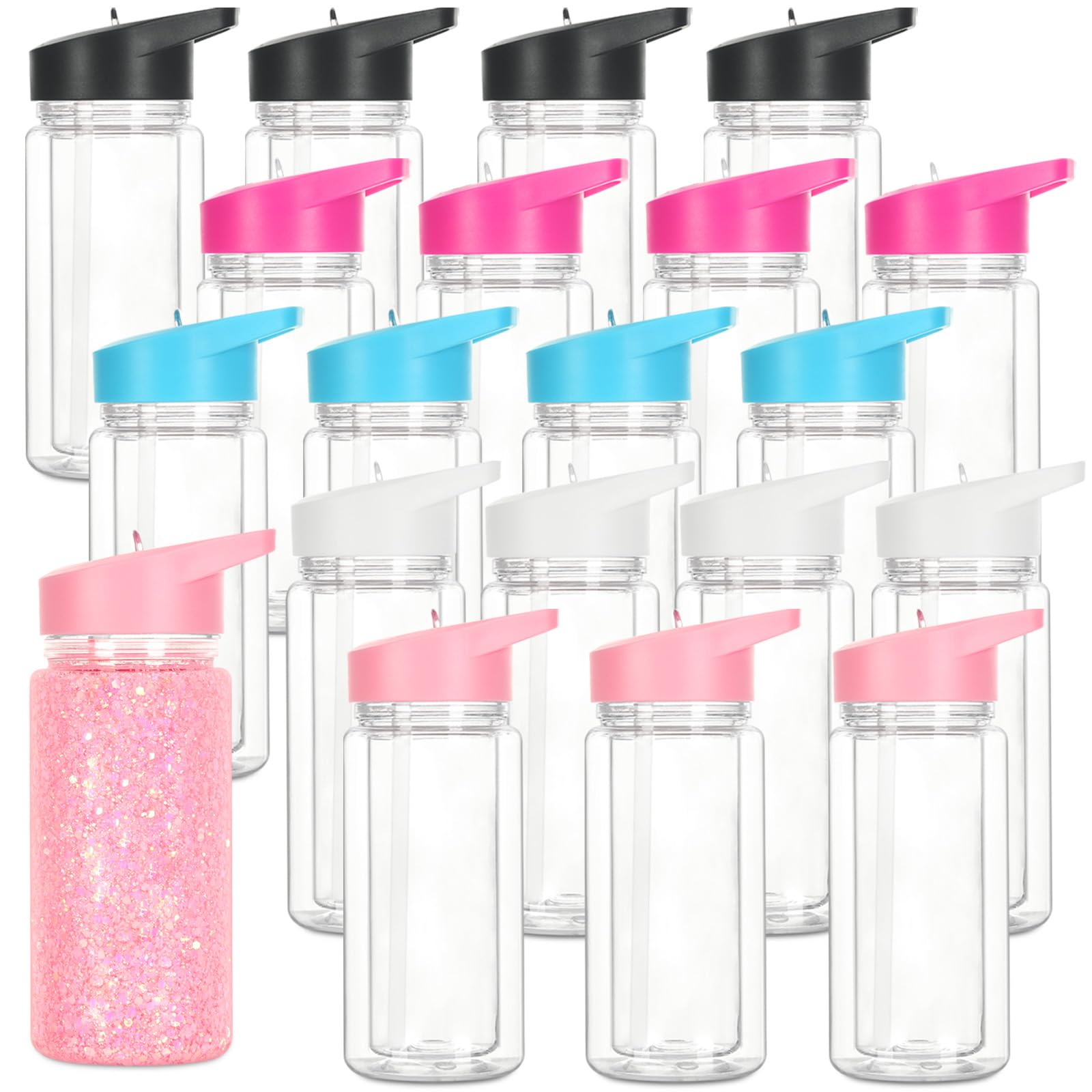 Tswofia 20 Pack 10 Oz Plastic Snow Globe Tumbler for Kids with PreDrilled Hole and Plug, Leak Proof Double Wall Snow Globe Spor