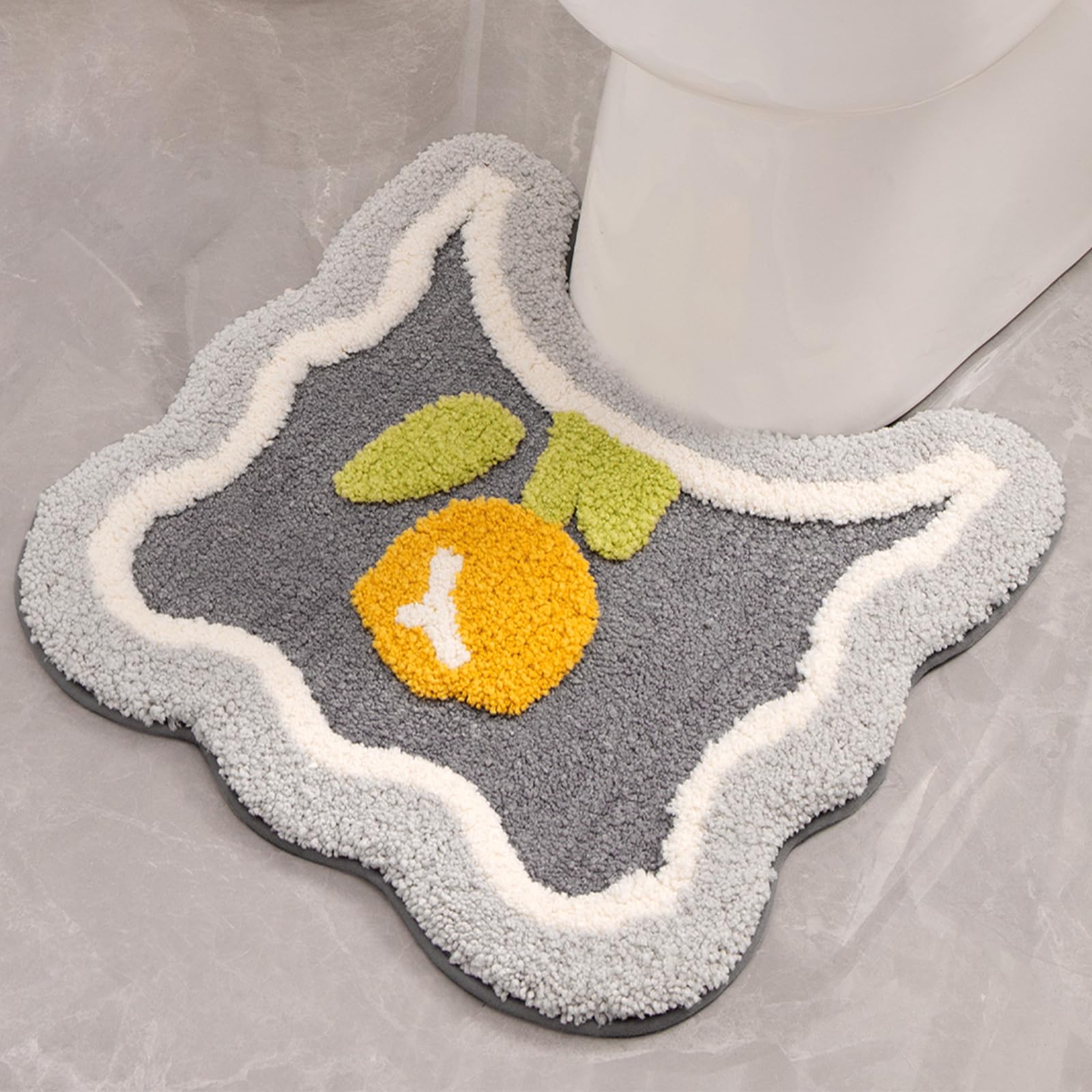 Ptaexcel Toilet Rug U-Shaped, Floral Non-Slip Bath Mat, Soft Plush Contour Bathroom Rug, Absorbent Microfiber Toilet Bath Mat, M