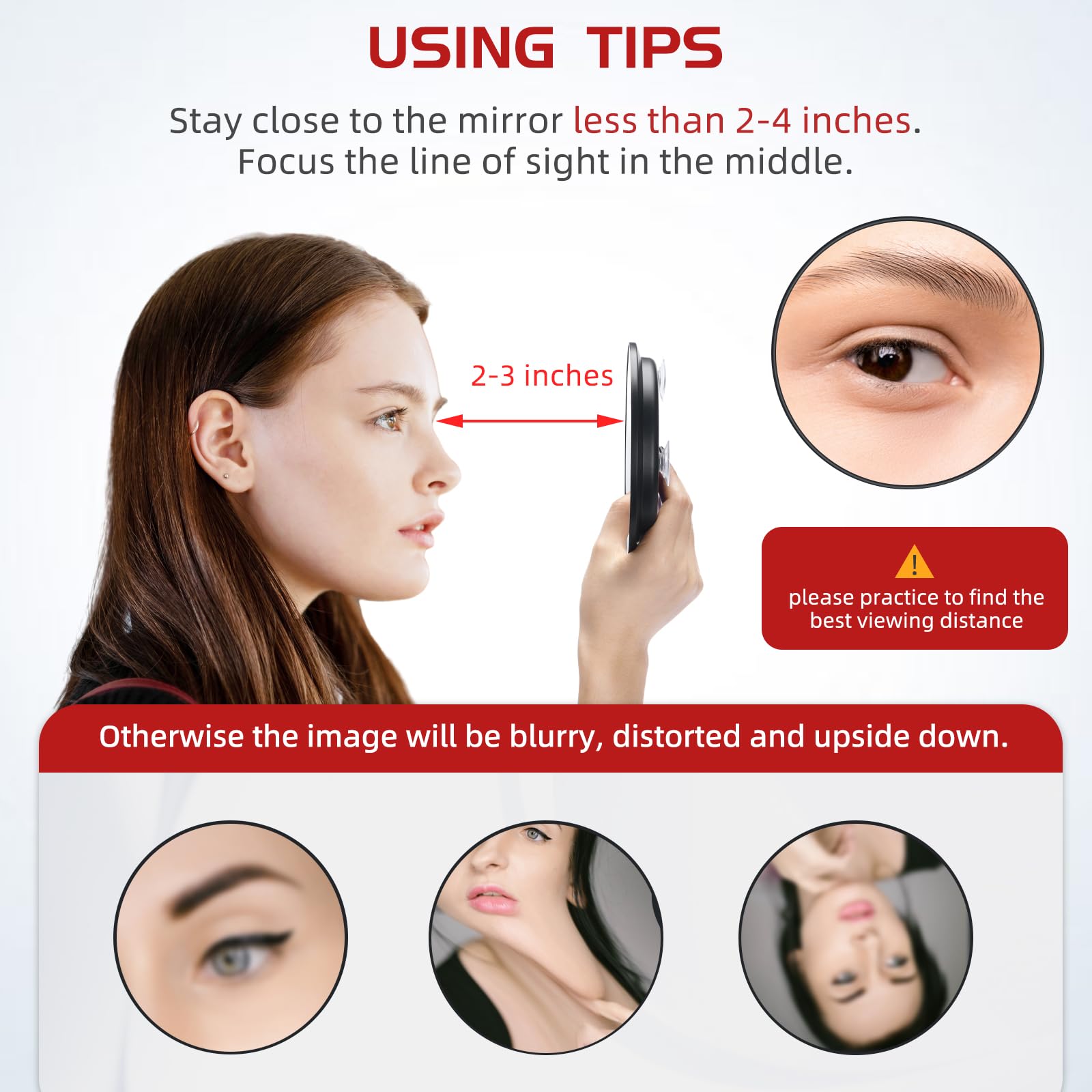 10X Magnifying Mirror, 6'' Makeup Mirror With 10X Magnification, 10X Magnifying Mirror With Suction Cups, Large Makeup Magnifyin