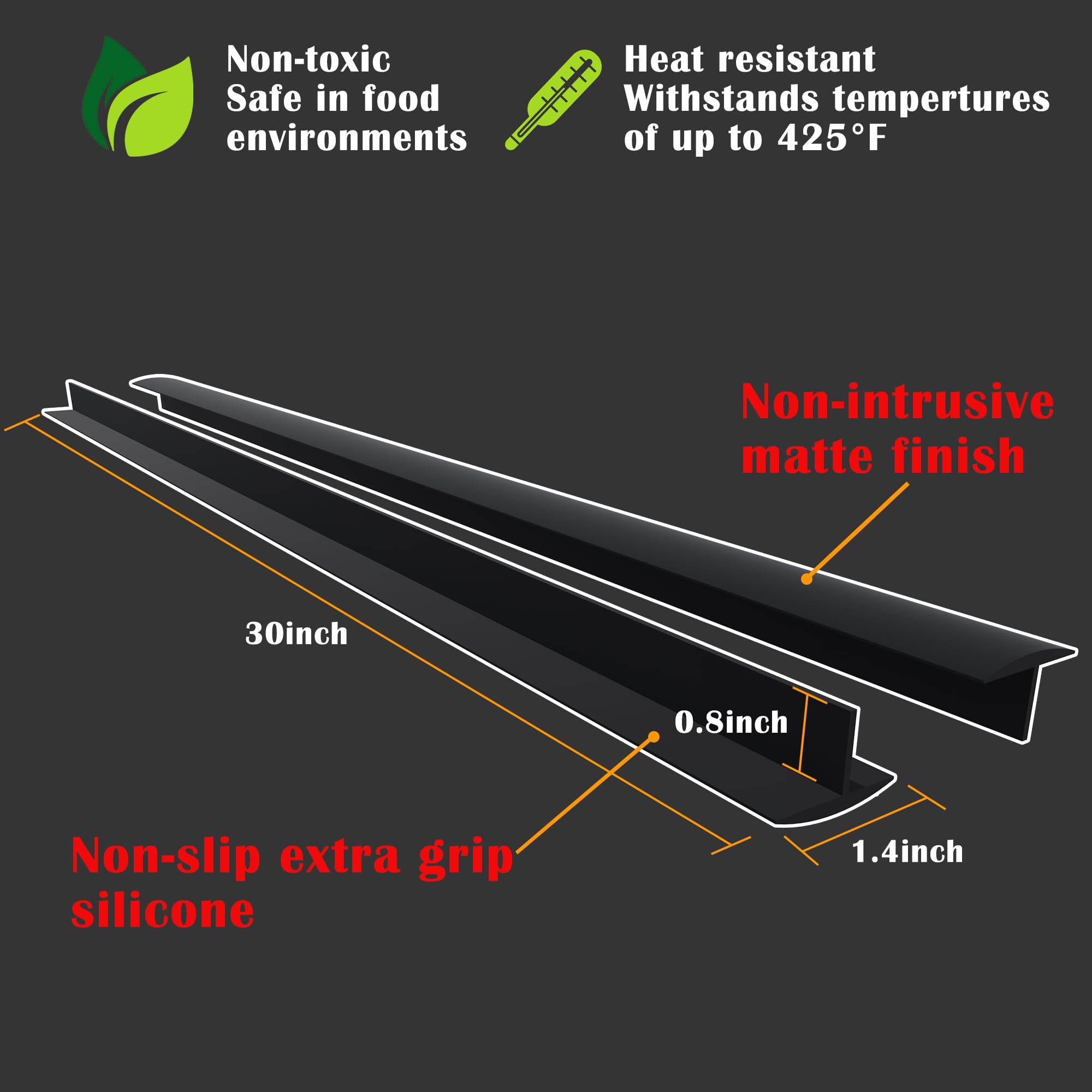 Kindga Stove Gap Covers, Silicone Counter Gap Filler For Stove, 30 Inches Can Be Cut To Any Size For 4-25Mm Gap, Seal Spills Bet