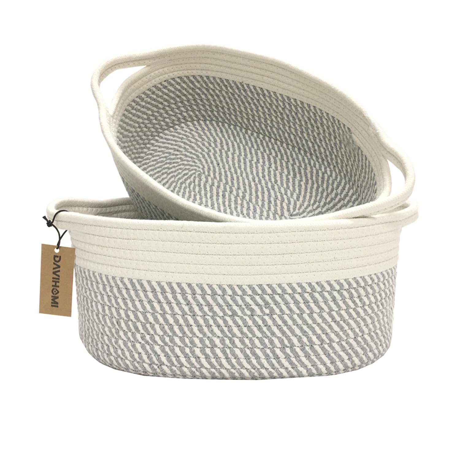 Davihomi 2-Piece Medium Closet Storage Basket For Organizing|Oval Decorative Basket For Storage|Nursery Storage Basket|Empty Gif