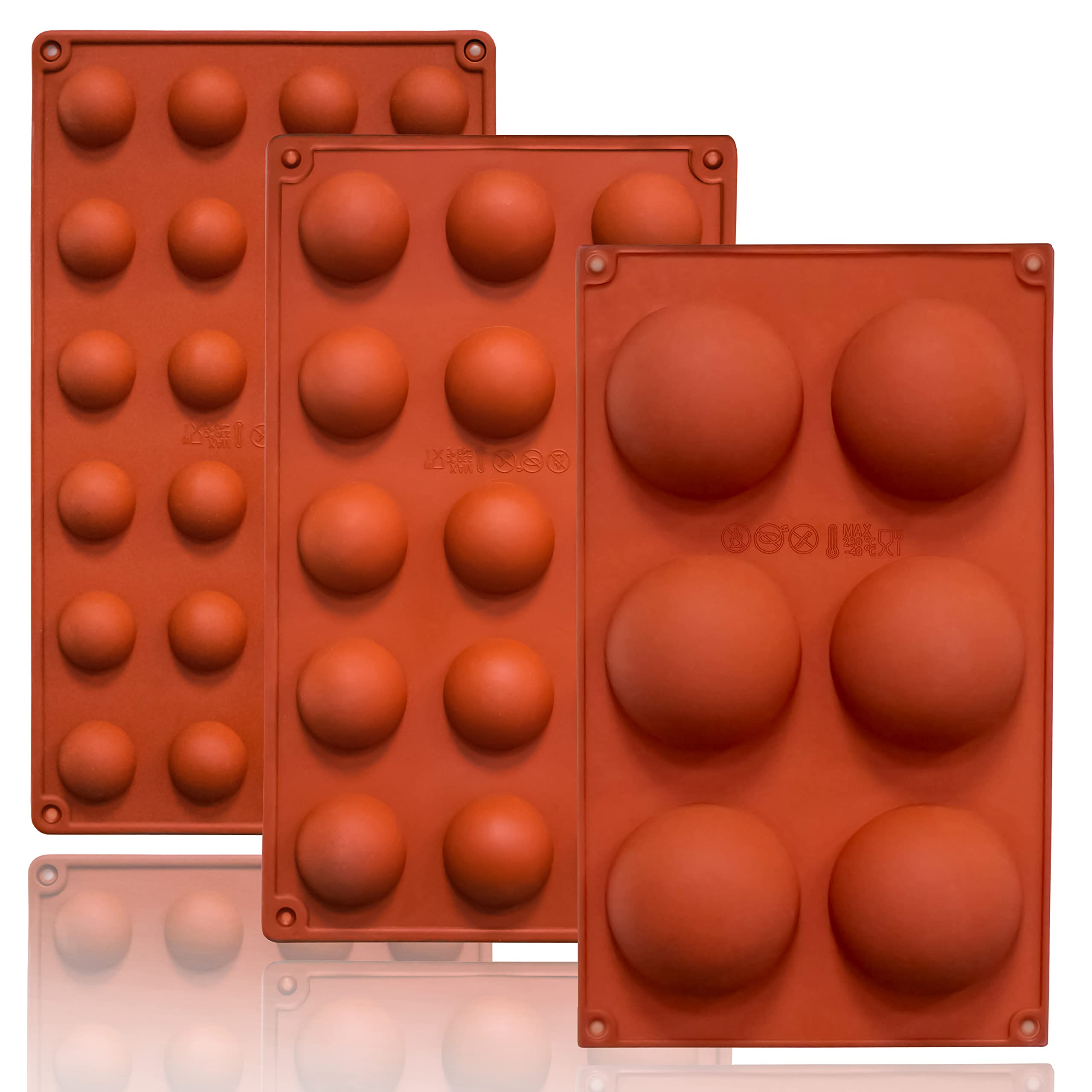 Lerykin Semi Circular Silicone Molds, Non-Stick Silicone Chocolate Molds,3 Packs Baking Molds For Making Chocolate, Cake, Jelly,