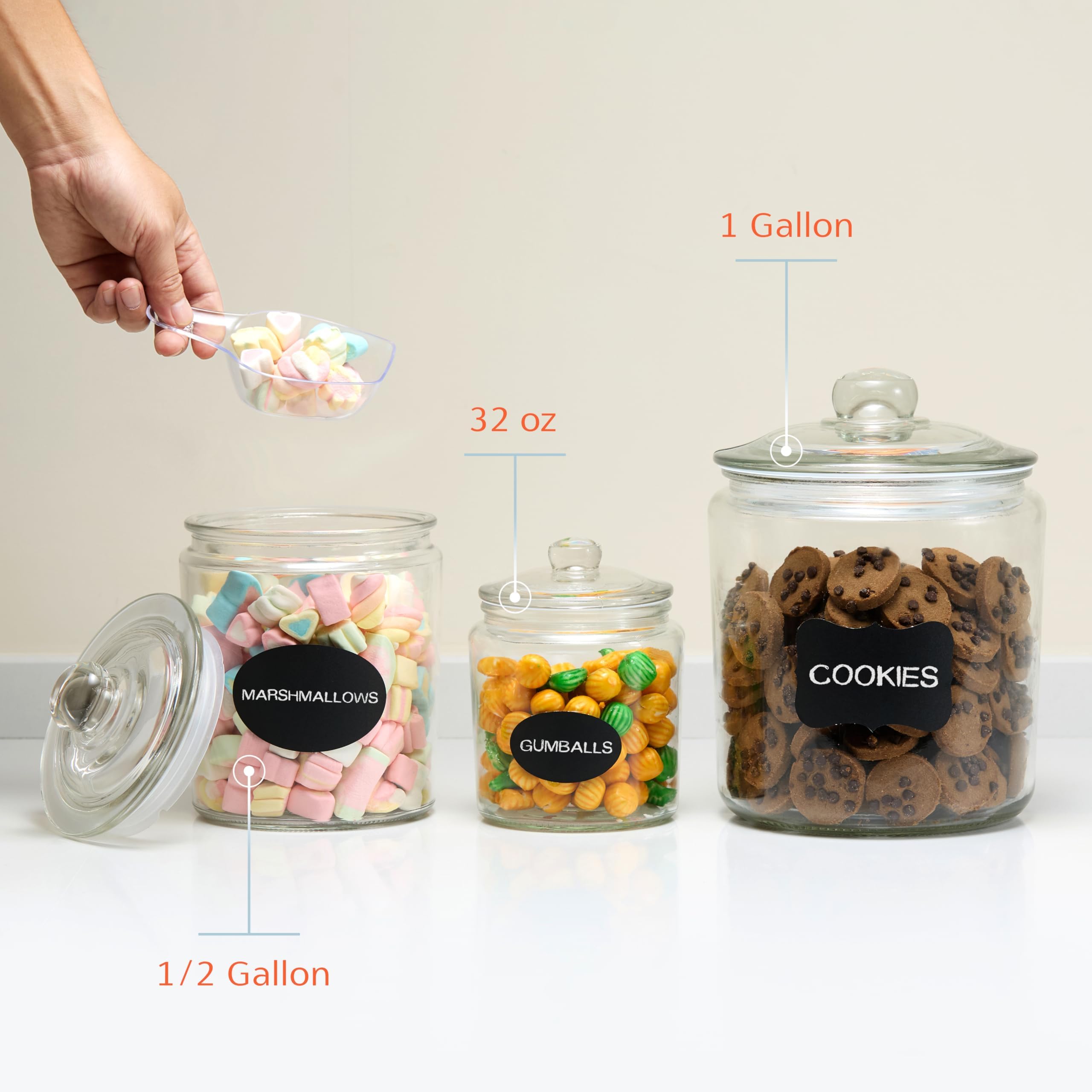 Kook Glass Storage Containers With Lids, 1/2 Gallon, Set Of 2, Glass Kitchen Jars, Food & Cookie Storage Containers For Pantry,