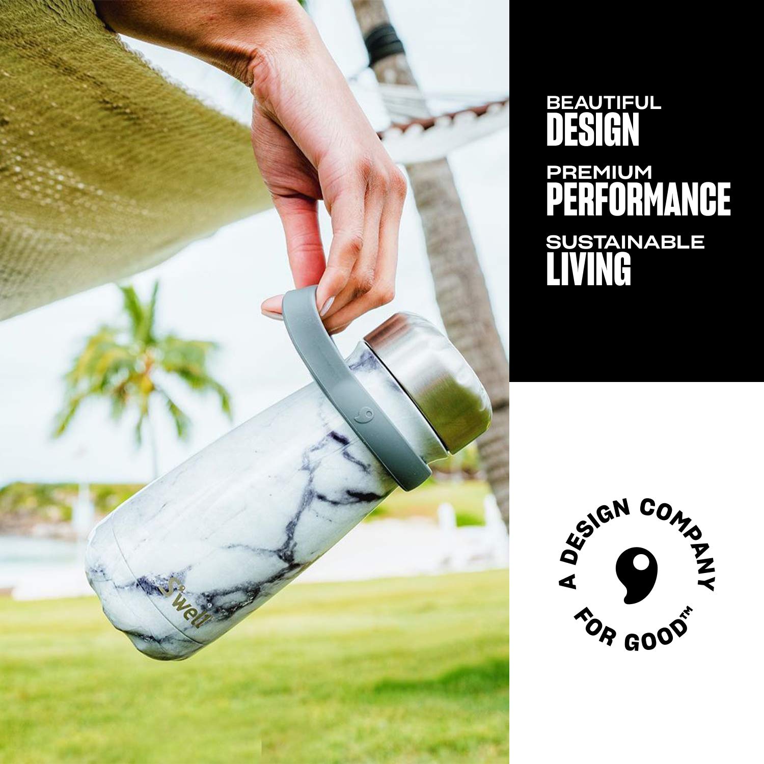 S'well Travel Mug Handle - Grey - Fits 12oz  16oz and 20oz Bottles - Comfortable Way to Carry your On the Go - Innovative Design and A Flexible Grip