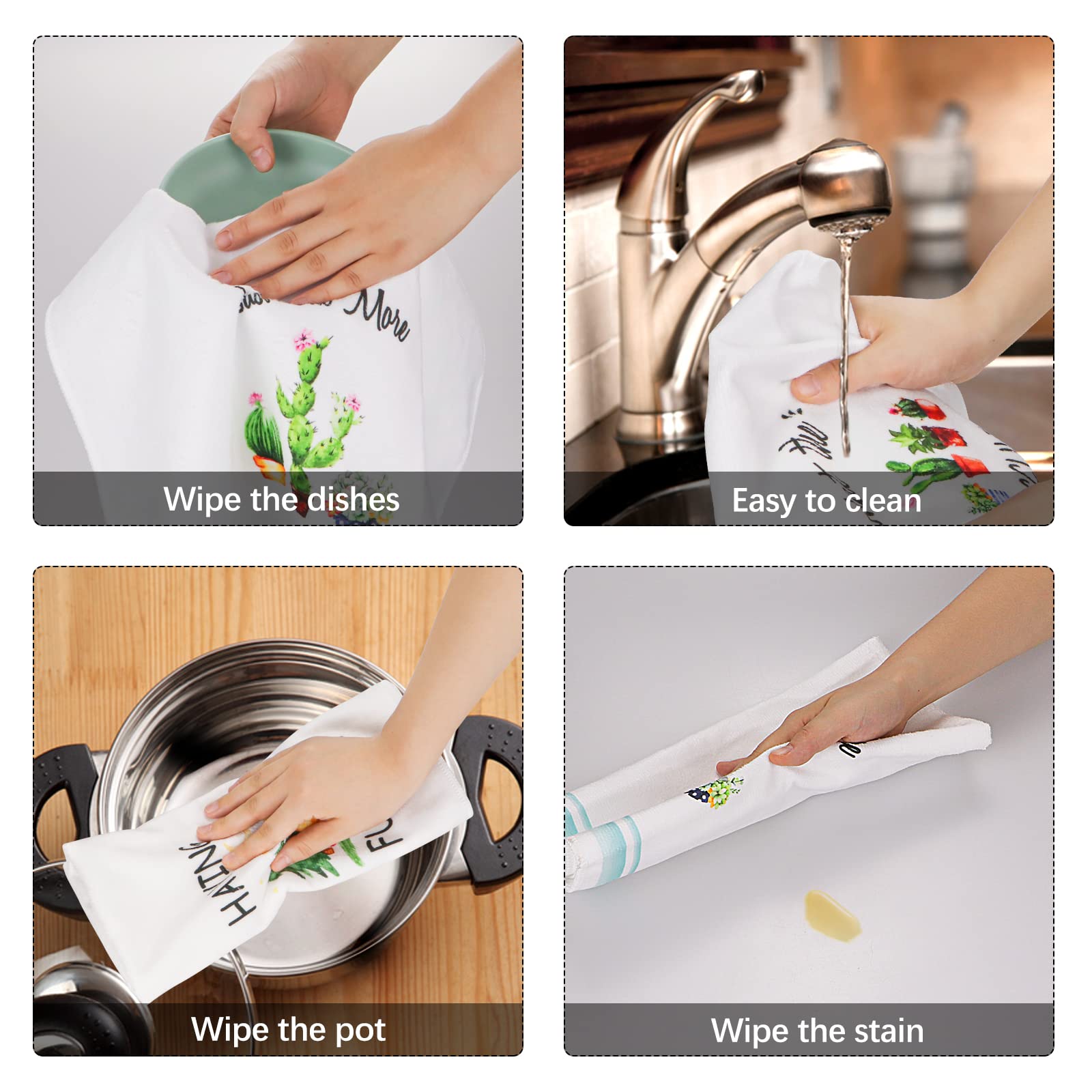 Nialnant Dish Towels Plant Lovers Gifts Tea Towel for Kitchen Decorative Kitchen Towels Succulents Cactus Plants Gifts for Plant Lovers Mom Gardening Housewarming Gifts