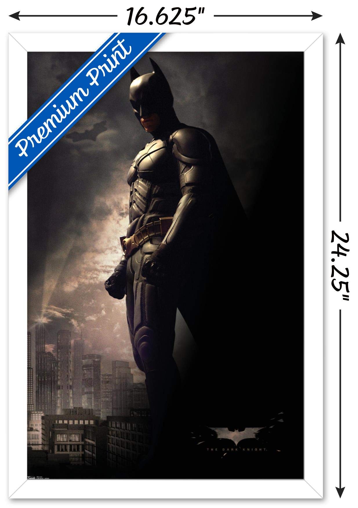 Trends International Dc Comics Movie - The Dark Knight - Batman In The Shadows Wall Poster, 14.725'' X 22.375'', White Framed Ve