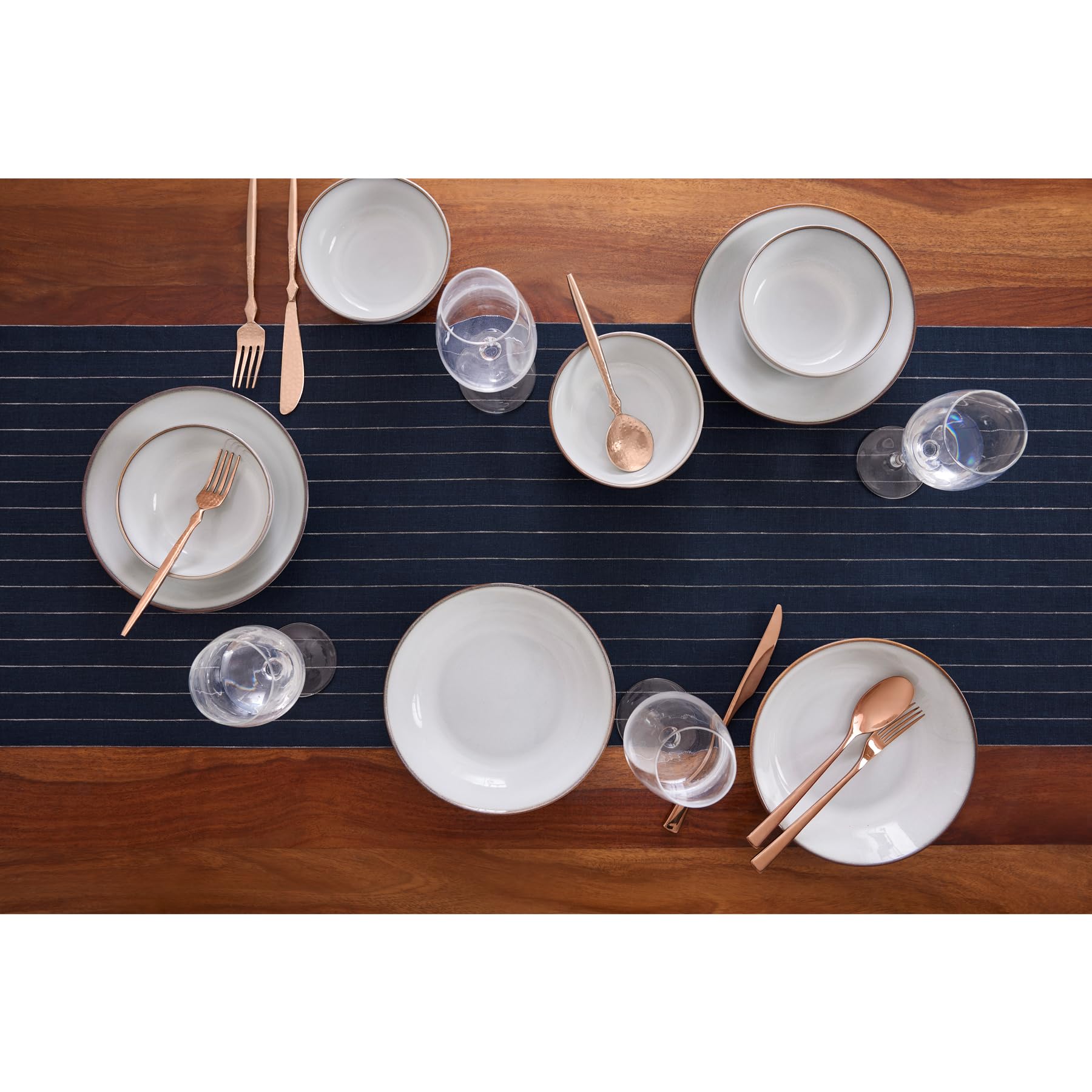 Solino Home Pinstripe Linen Navy And White Table Runner 120 Inches Long - 100% Pure Linen Dining Table Runner 16 X 120 Inch Idea
