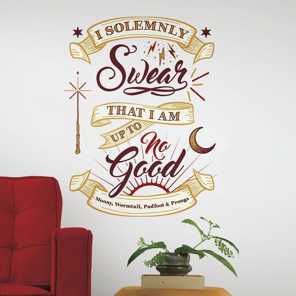Roommates Rmk3607Gm Harry Potter Marauder'S Map Quote Peel And Stick Giant Wall Decals, Brown