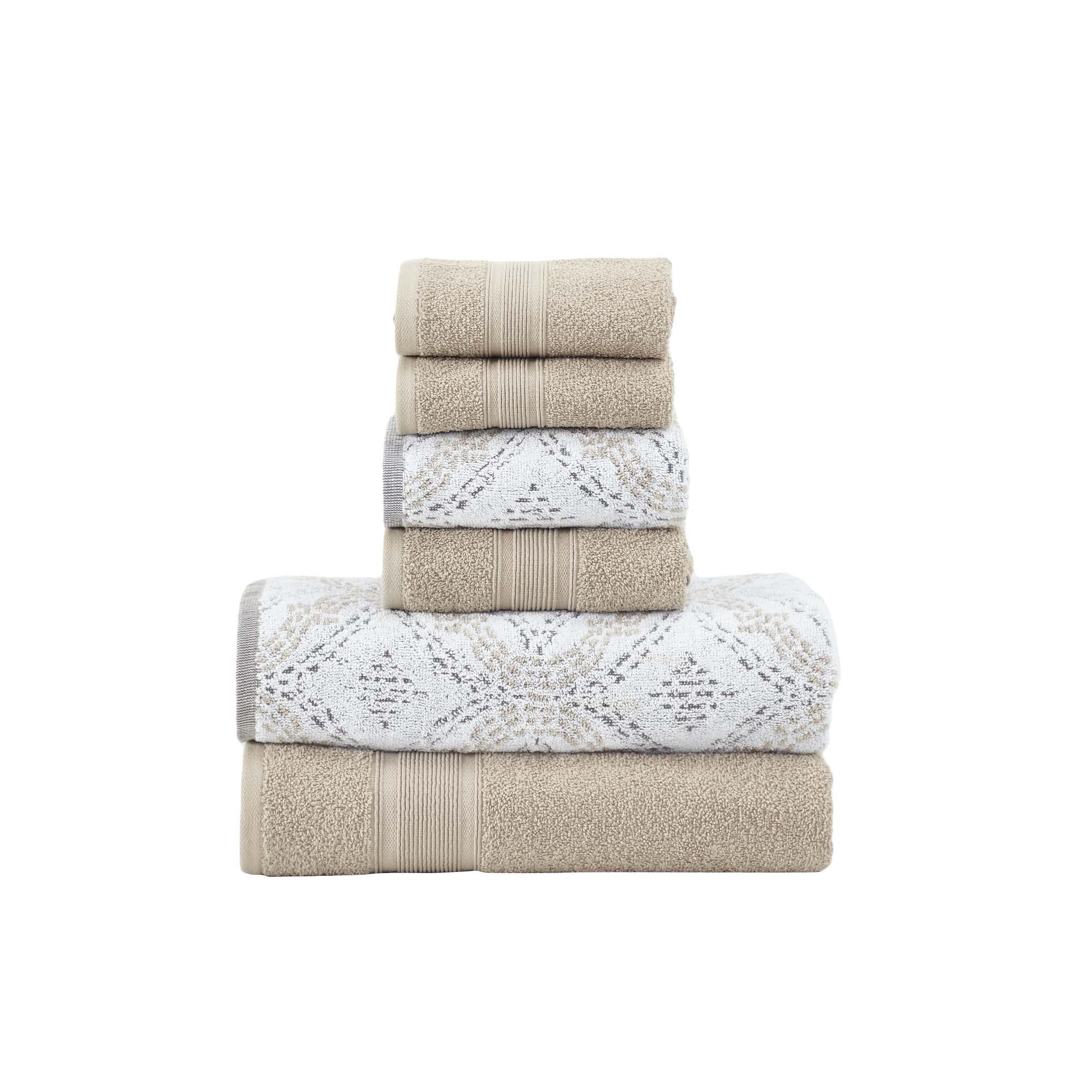 Modern Threads Capri 6-Piece Reversible Yarn Dyed Jacquard Towel Set - Bath Towels, Hand Towels, & Washcloths - Super Absorbent