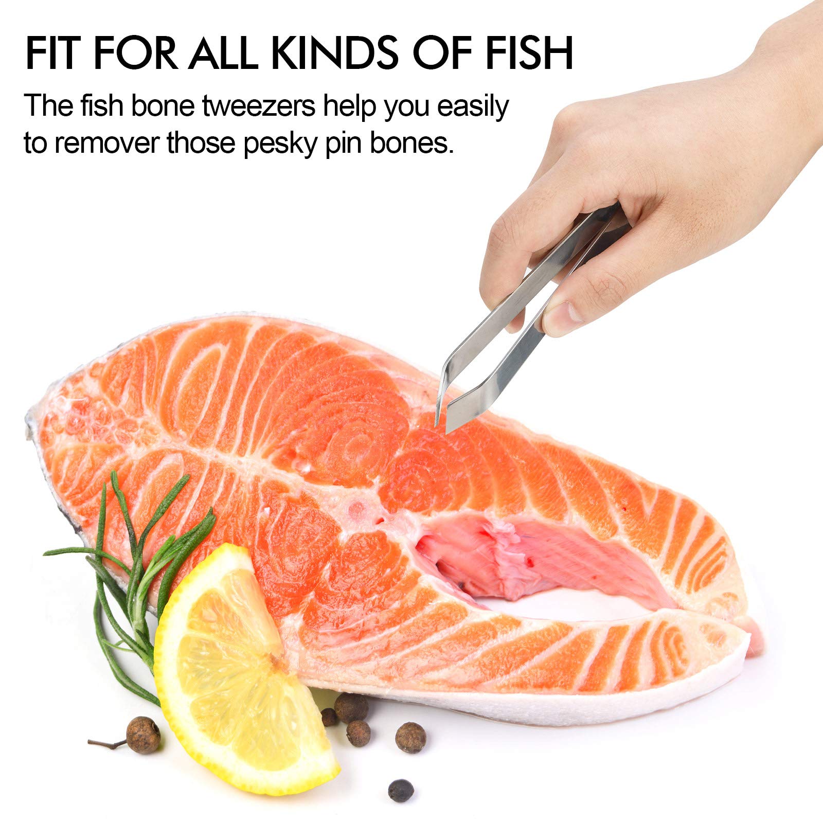 Fish Bone Tweezers, Professional Stainless Steel Flat And Slant Pliers Set For Kitchen Salmon Trout