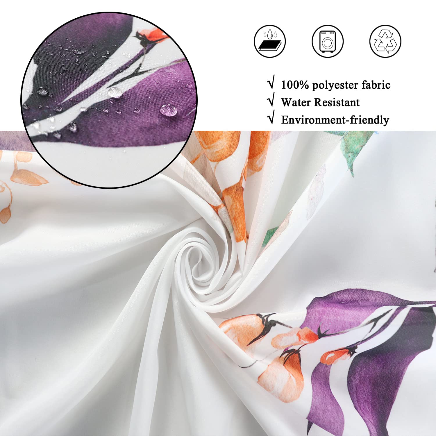 Gcirec Leaf Shower Curtain, Light Purple And Tan Eucalyptus Leaves Botanical Plants On The Top Fabric Bathroom Curtain Home Deco