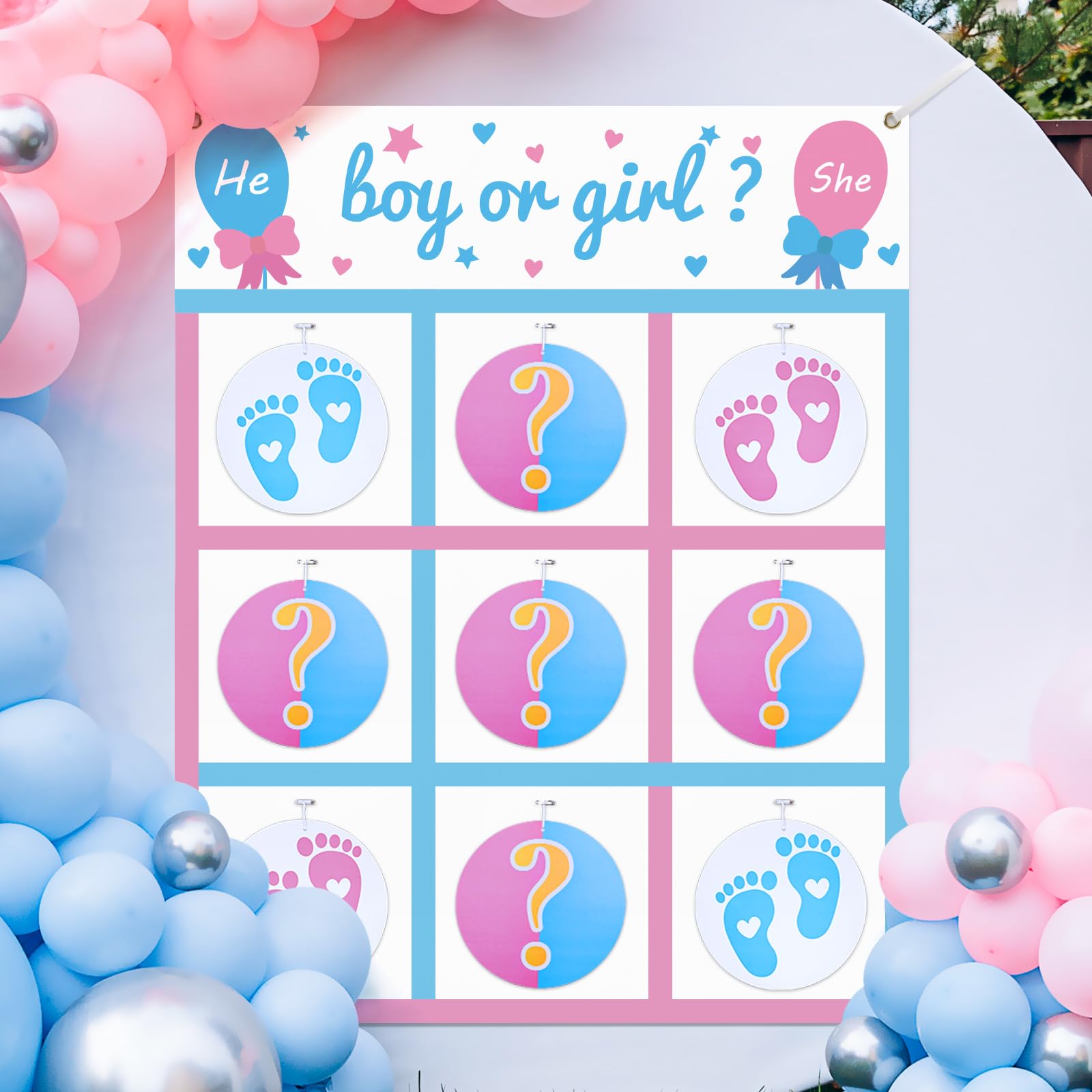 Aerwo Gender Reveal Games Tic Tac Toe Board Game With 10 Boy Or Girl Signs, Gender Reveal Ideas, He Or She, Boy Or Gir Sign Gend